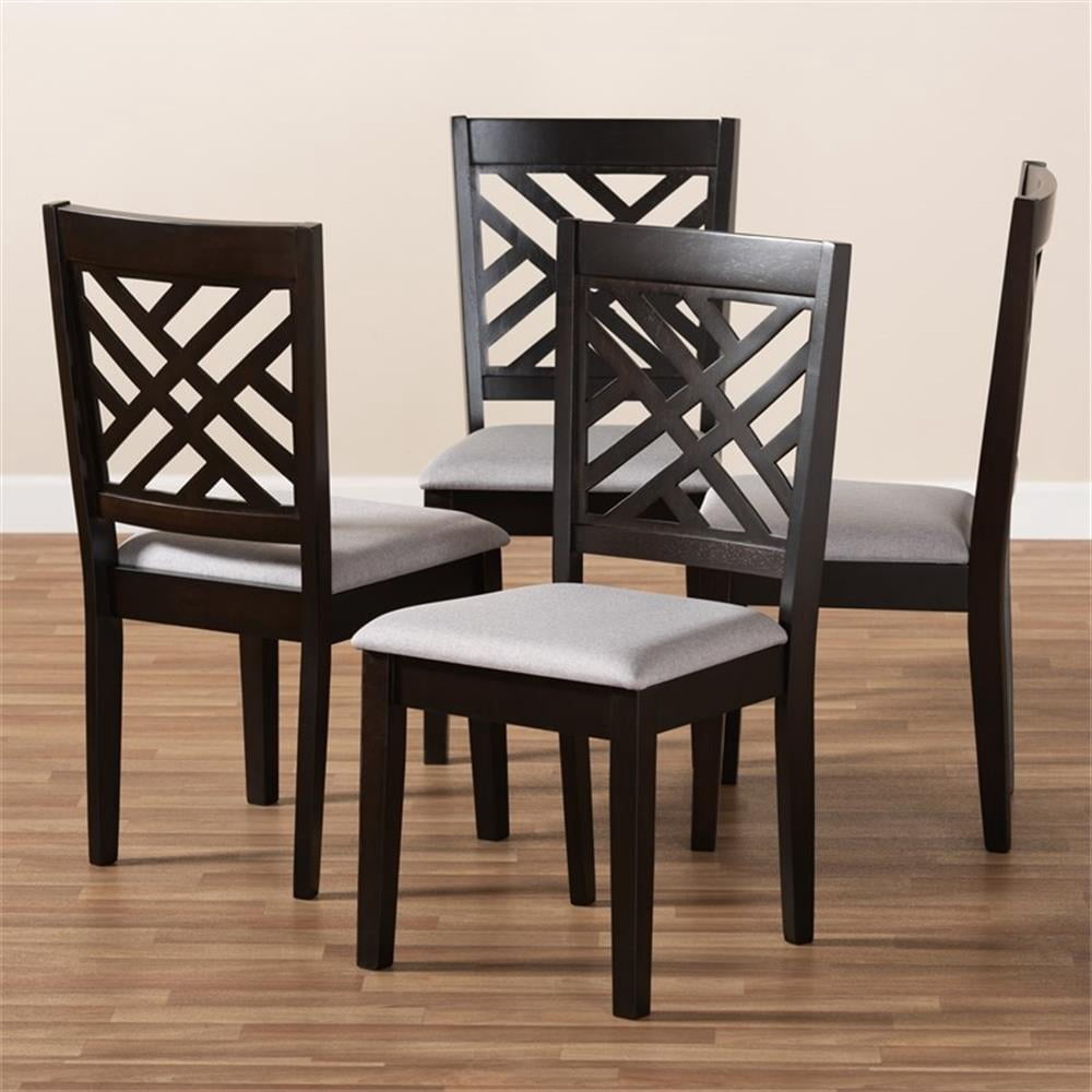 Baxton Studio Caron Fabric and Wood Dining Chairs in Gray and Brown (Set of 4) - Image 5