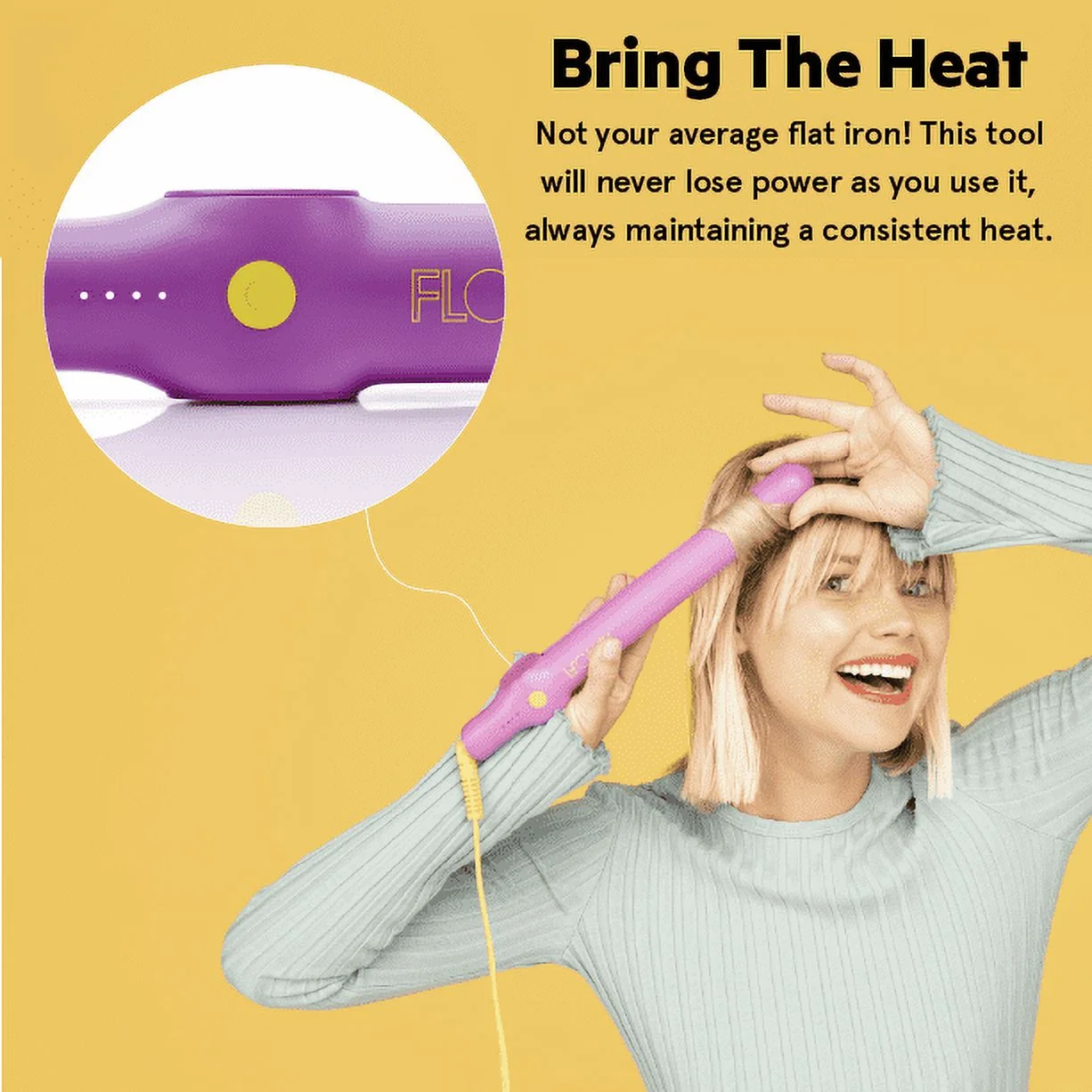 FLOWER Hair Tools Professional 1" Ceramic Tourmaline Flat Iron Hair Straightener, Purple - Image 5