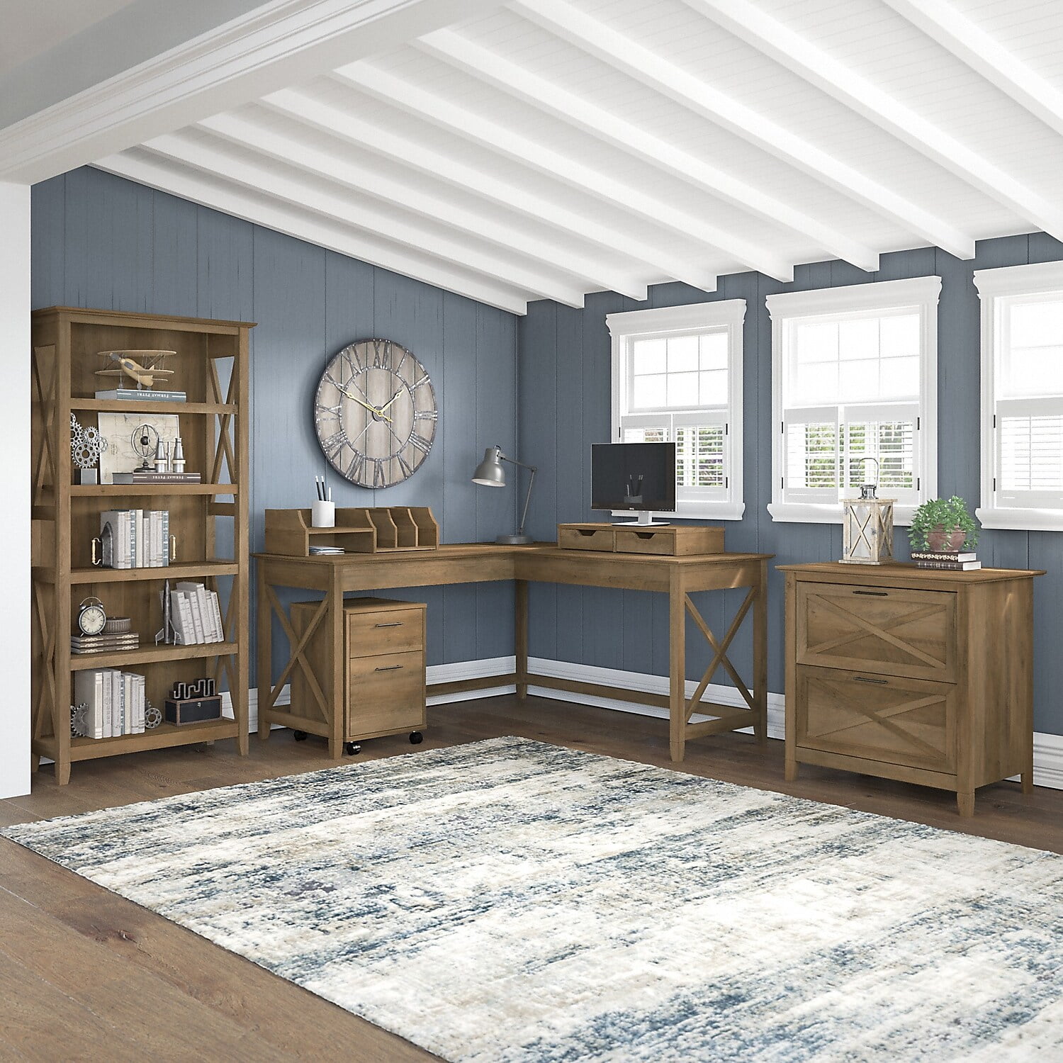 Bush Furniture Key West Tall 5 Shelf Bookcase, Reclaimed Pine - Image 7