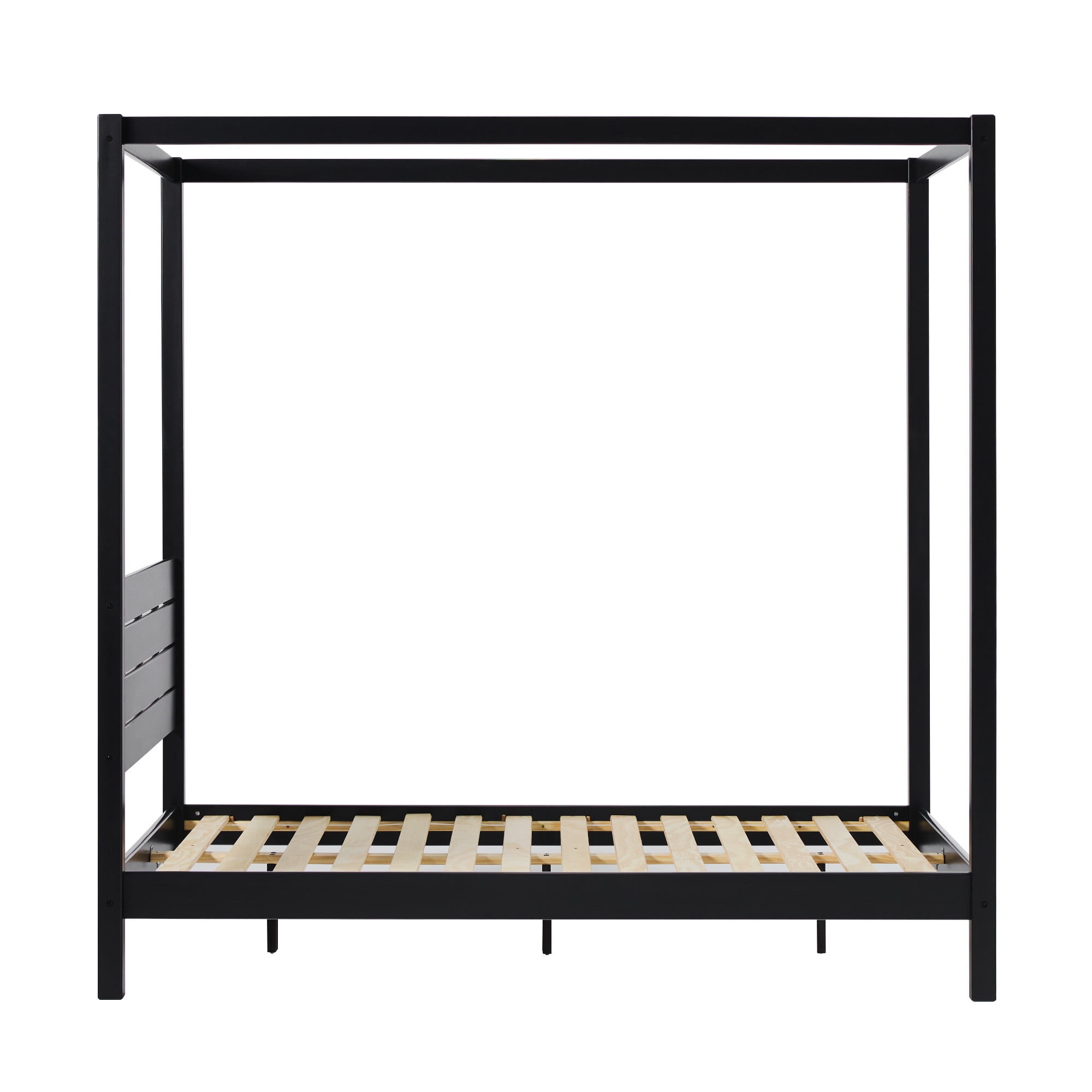 Walker Edison Minimalist Solid Wood Canopy Full Bed, Black - Image 4