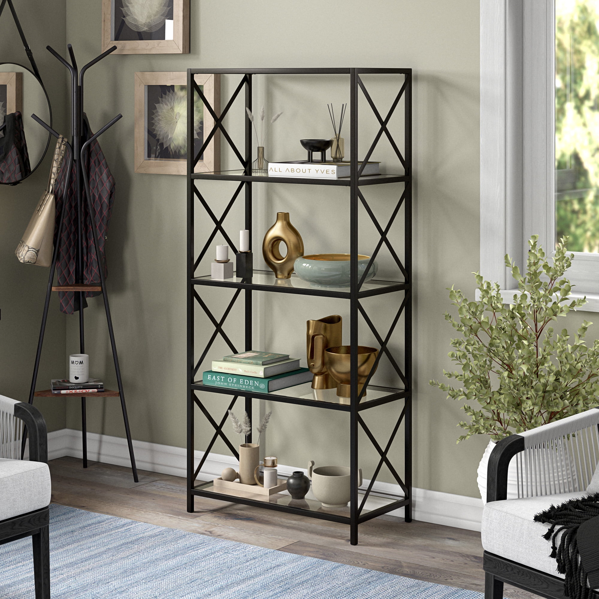 Evelyn&Zoe Celine 30" Wide Rectangular Bookcase, Blackened Bronze - Image 3