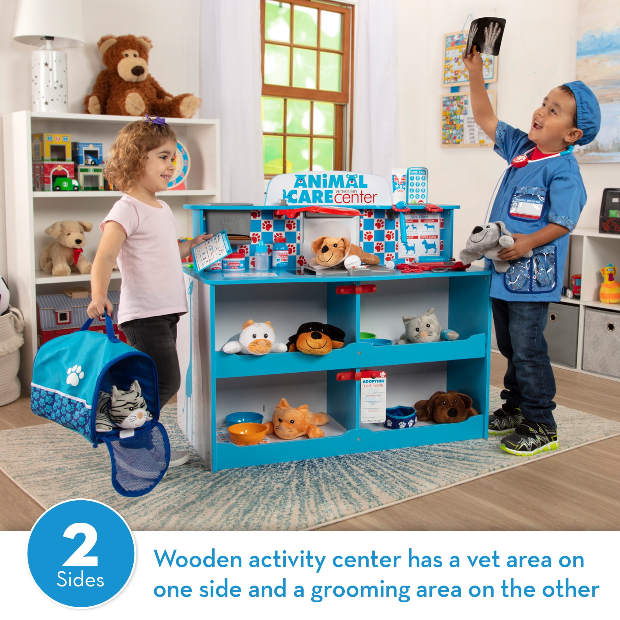 Melissa & Doug Animal Care Veterinarian and Groomer Wooden Activity Center for Plush Stuffed Pets (Not Included) - Image 3