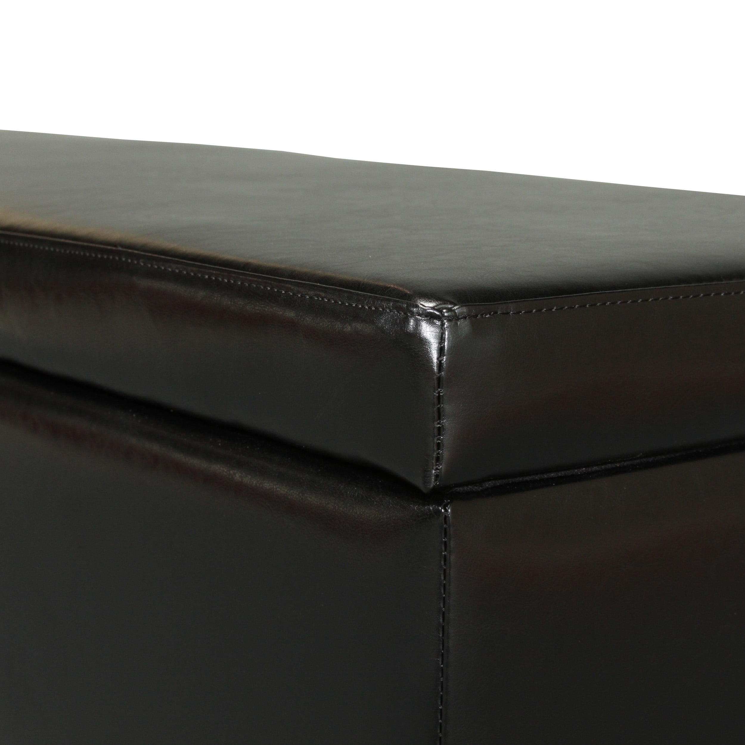 Noble House Farmer Bonded Leather Storage Ottoman Bench, Black - Image 6