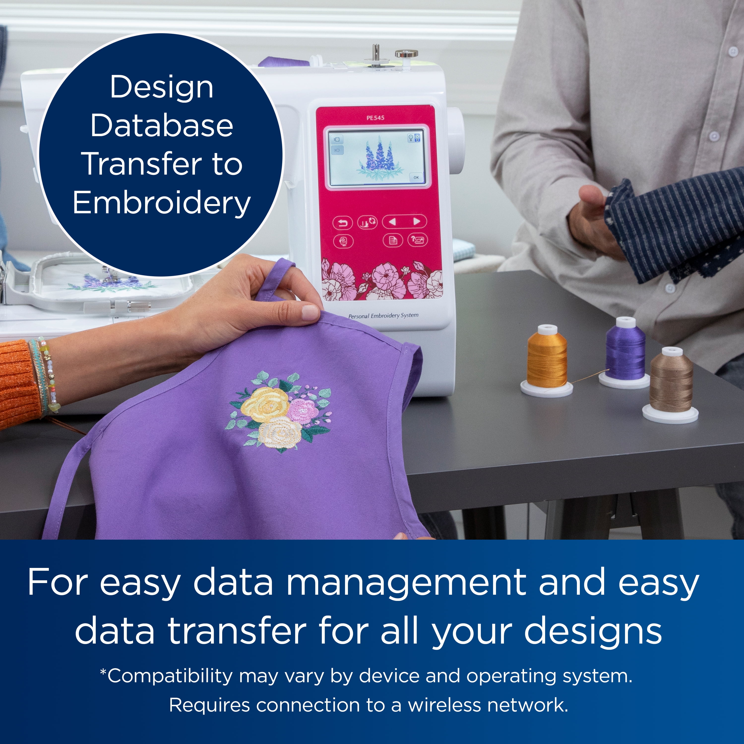 Brother PE545 Embroidery Machine with Built-in Designs and Wireless Connectivity - Image 8