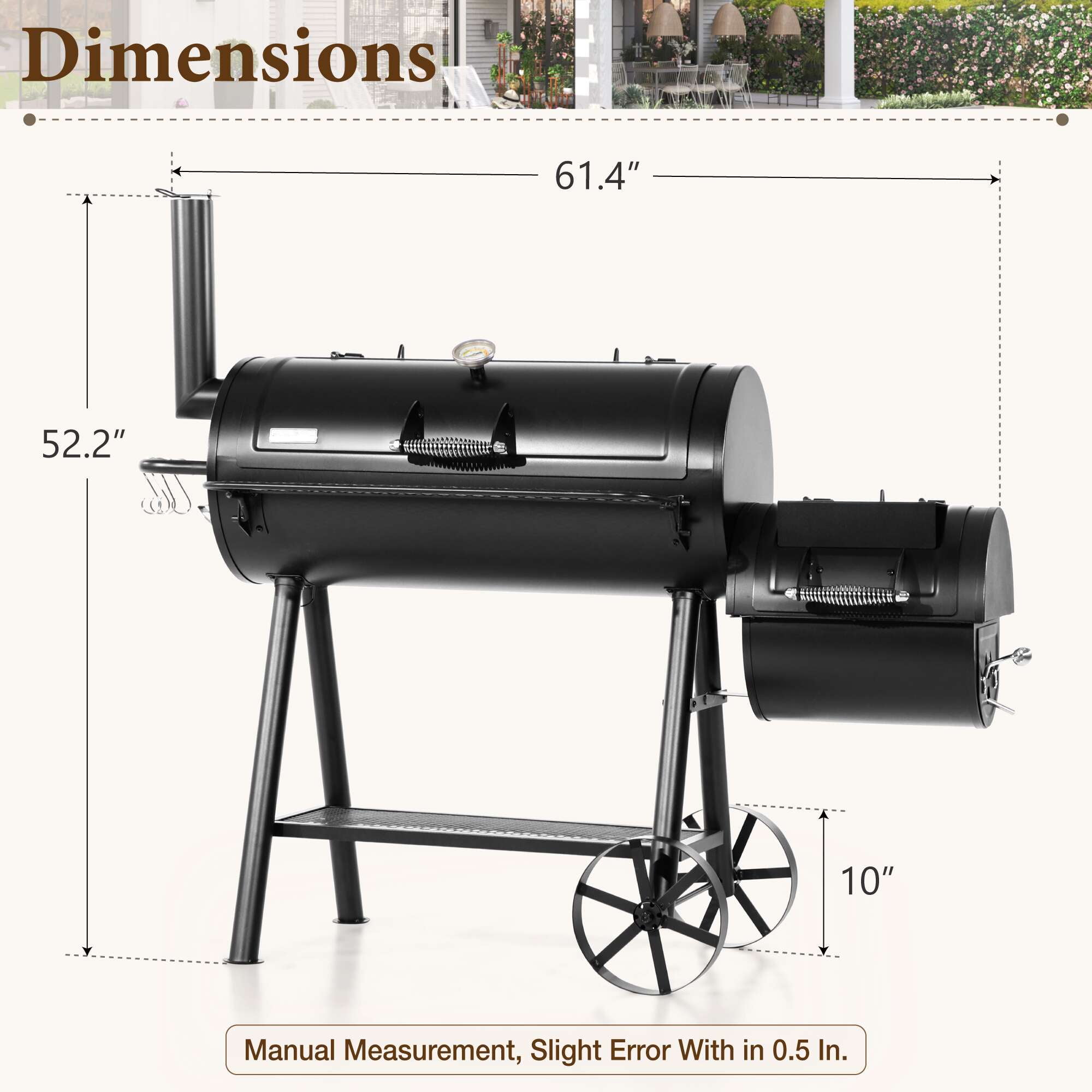 Summit Living Charcoal Grill with Offset Smoker 941 sq.in. Extra Large BBQ Grill Black - Image 10