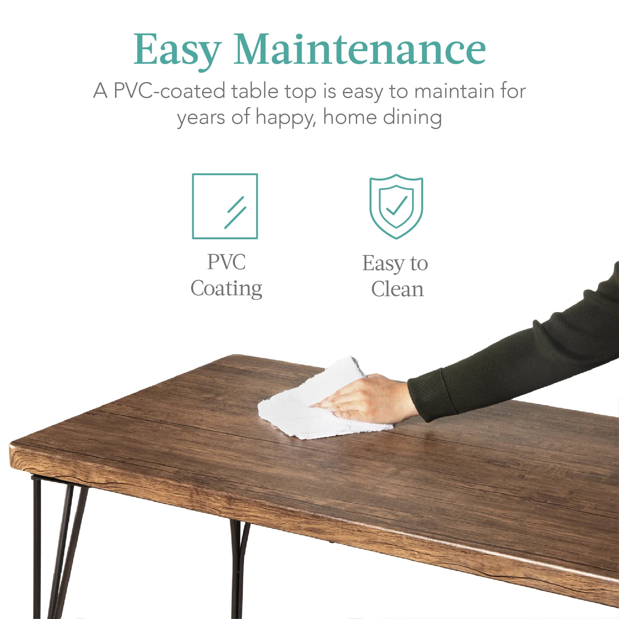 Best Choice Products 5-Piece Indoor Modern Metal Wood Rectangular Dining Table Furniture Set w/ 4 Chairs - Drift Brown - Image 6