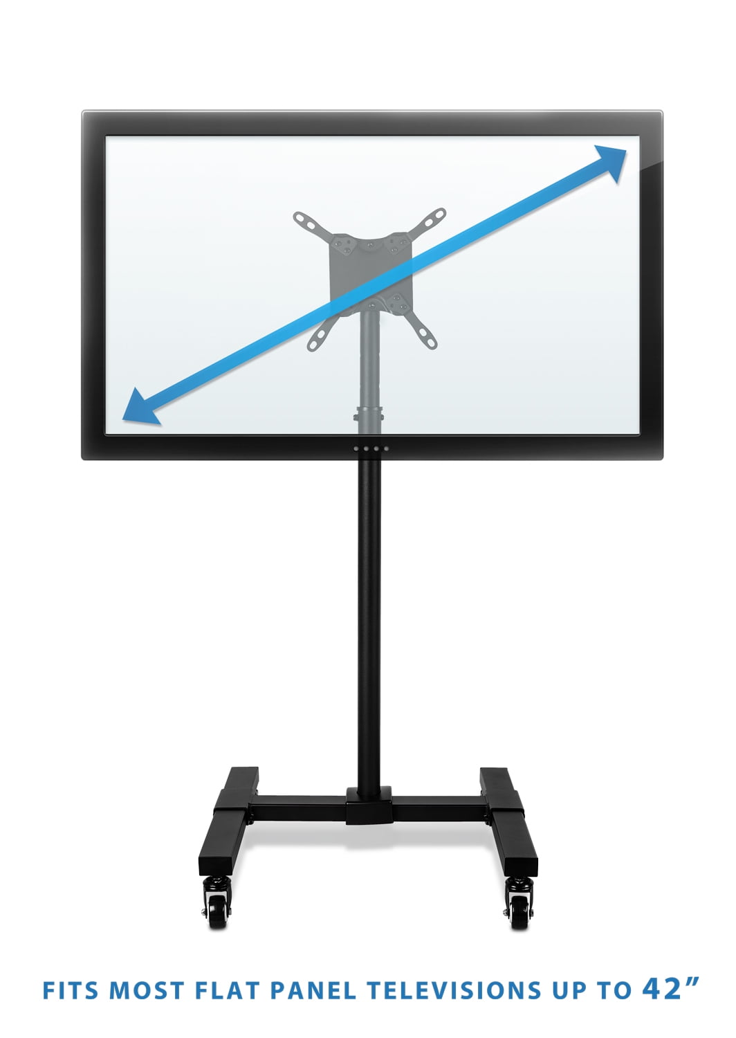 Mount-It! Mobile TV Cart | Fits 24"-43" TVs Displays | Height Adjustable Tilt Stand - Image 6