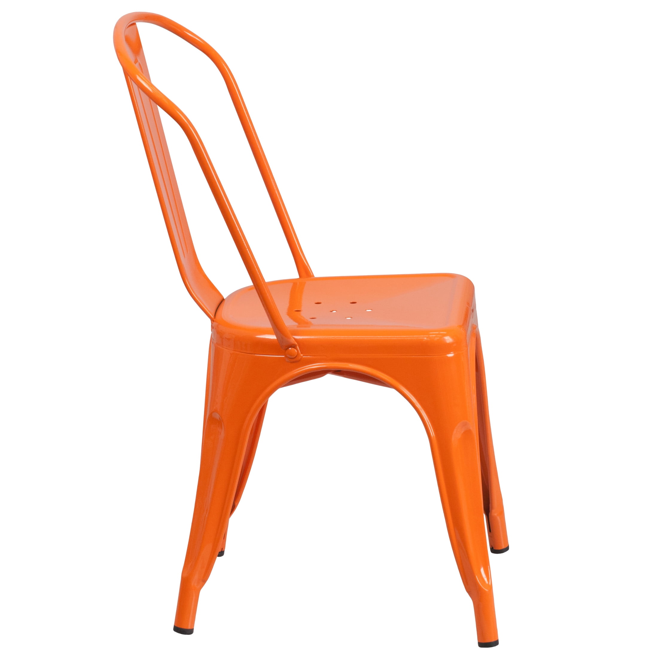 Flash Furniture Perry Adult Commercial-Grade Metal Indoor/Outdoor Stackable Dining Chair, Orange - Image 12