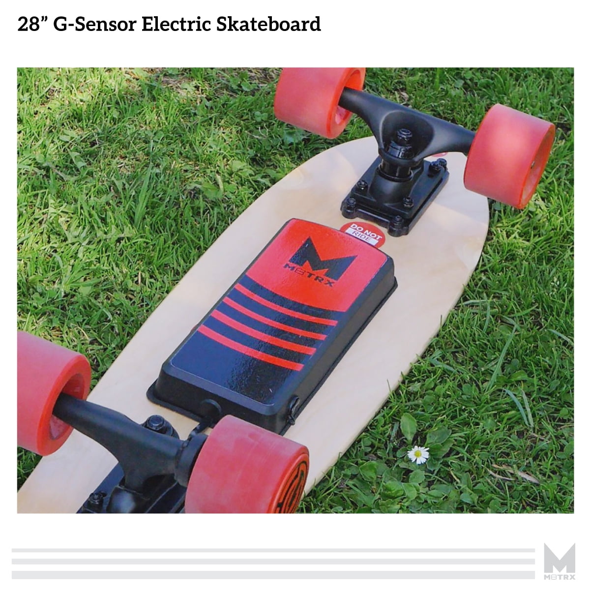 M8TRX EB100 Electric Skateboard, Gravity Sensor Riding, 300 Watt, 28" Deck, 10 MPH, Red - Image 2