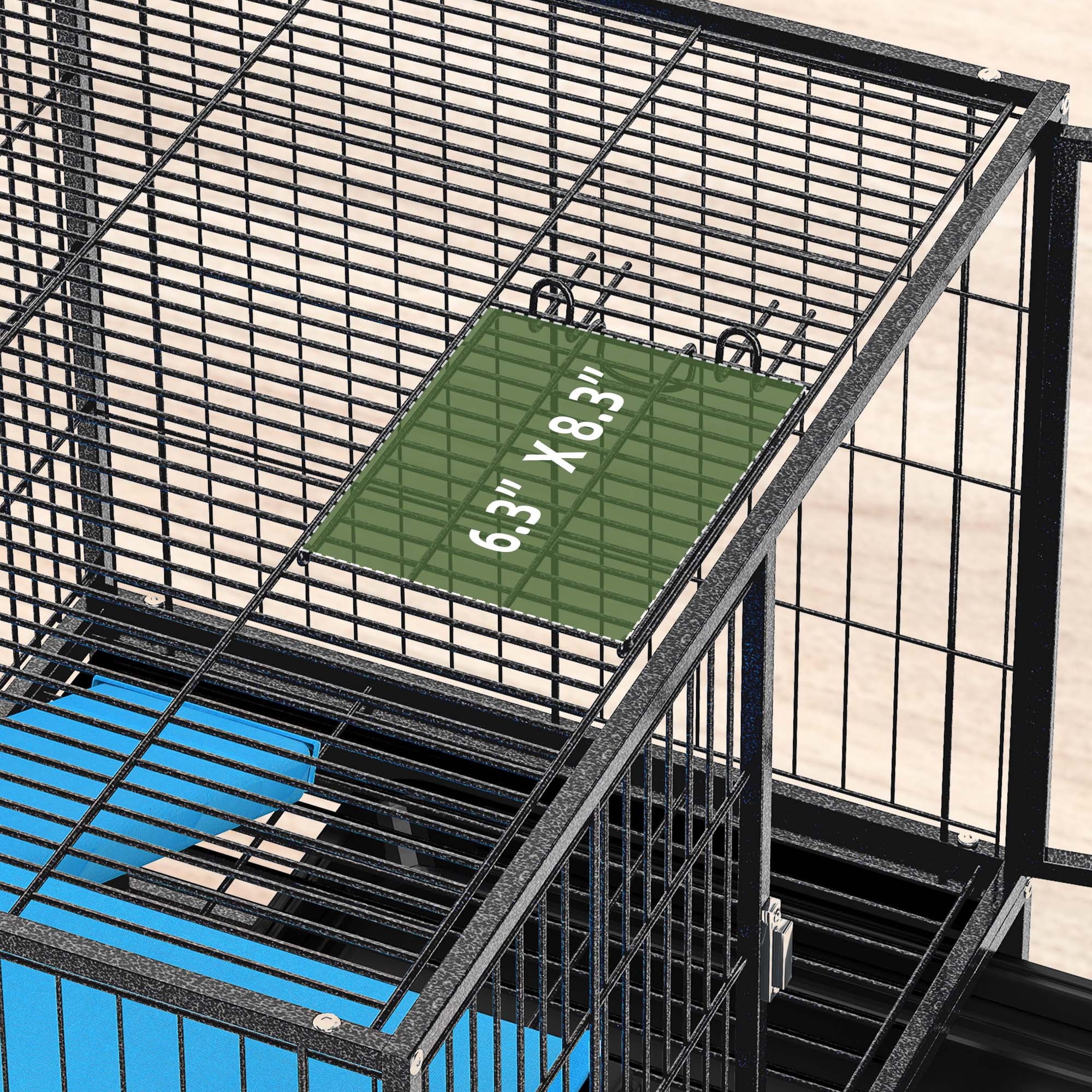 Uforic Small Animal Cage with Platforms & stair,Indoor Metal 2-Tiers Animal Cage for Rabbits, Chinchillas and Hamsters,4 universal 360 °wheels,Black - Image 7