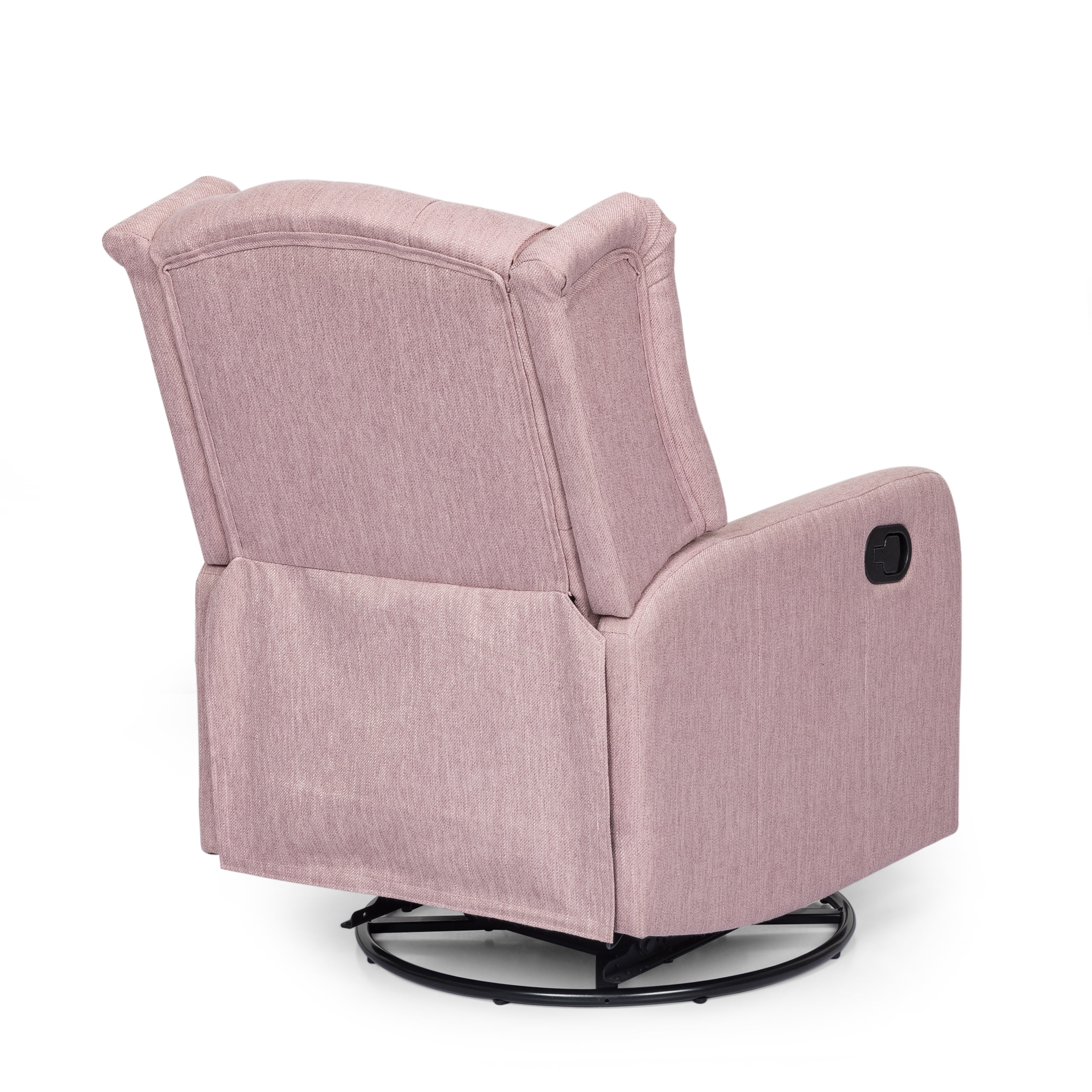 Noble House Sanborn Upholstered Tufted Wingback Swivel Recliner, Light Blush and Black - Image 9