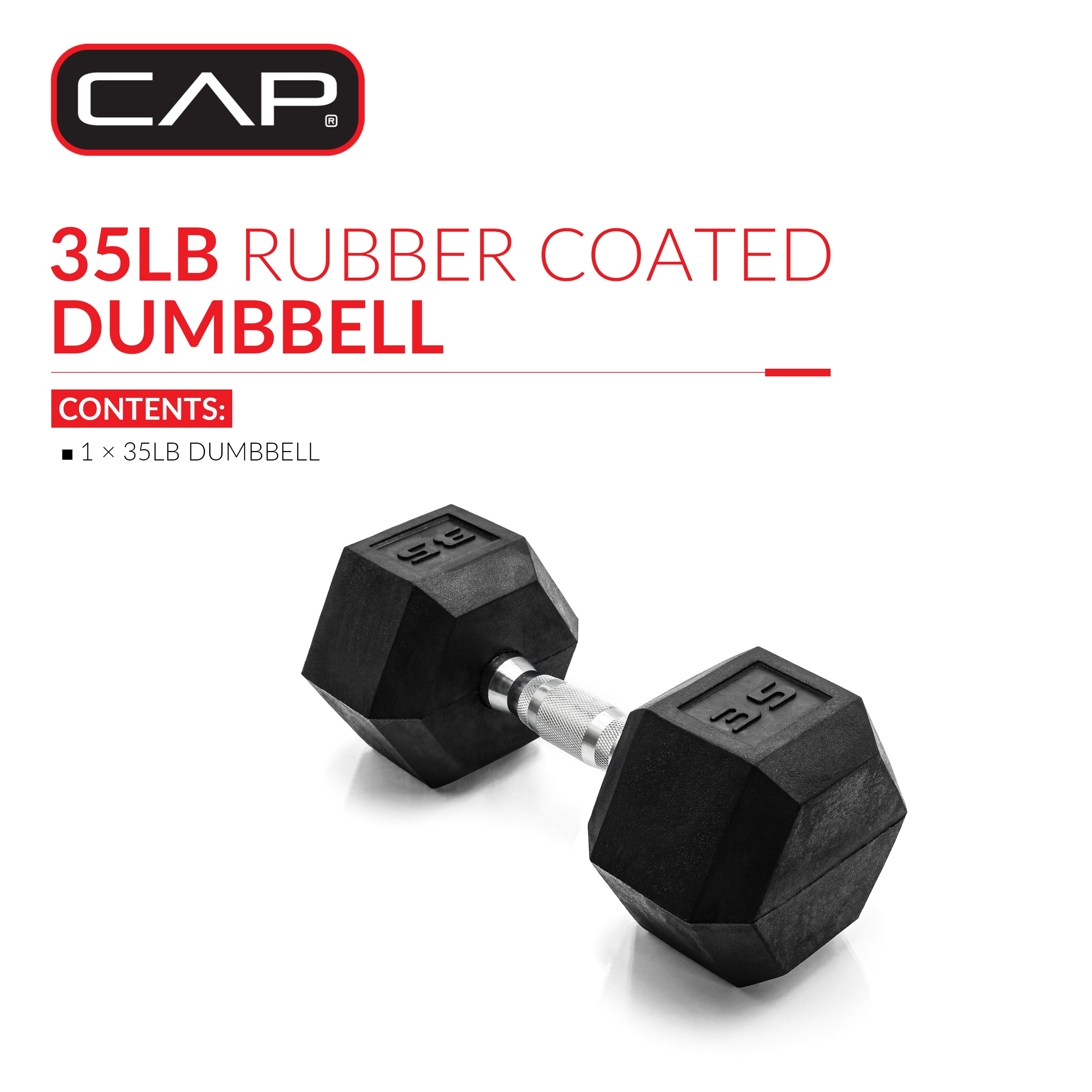 (2 pack) CAP Barbell, 35lb Coated Hex Dumbbell, Single - Image 4