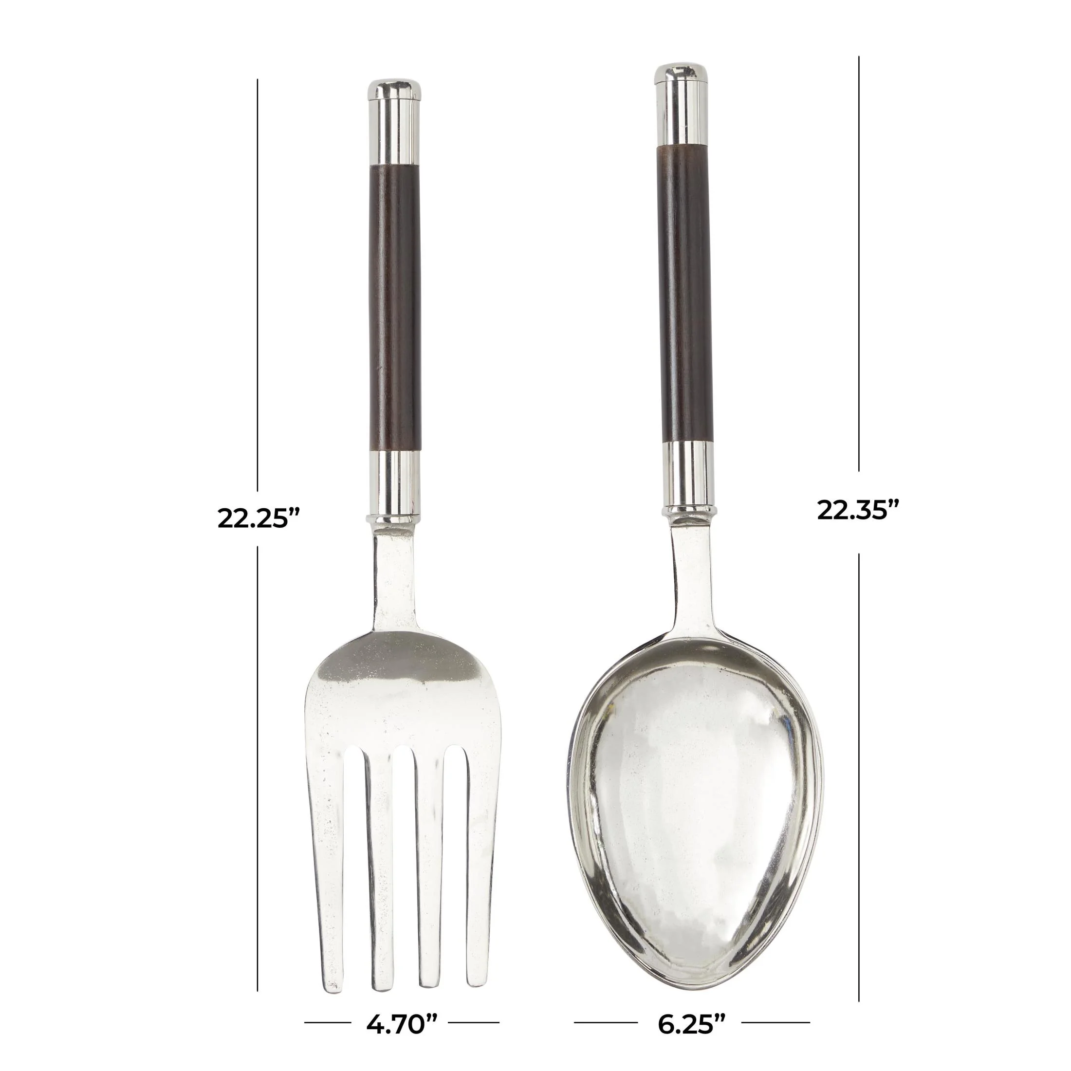 DecMode Silver Aluminum Metal Spoon and Fork Utensils Wall Decor (2 Count) - Image 3