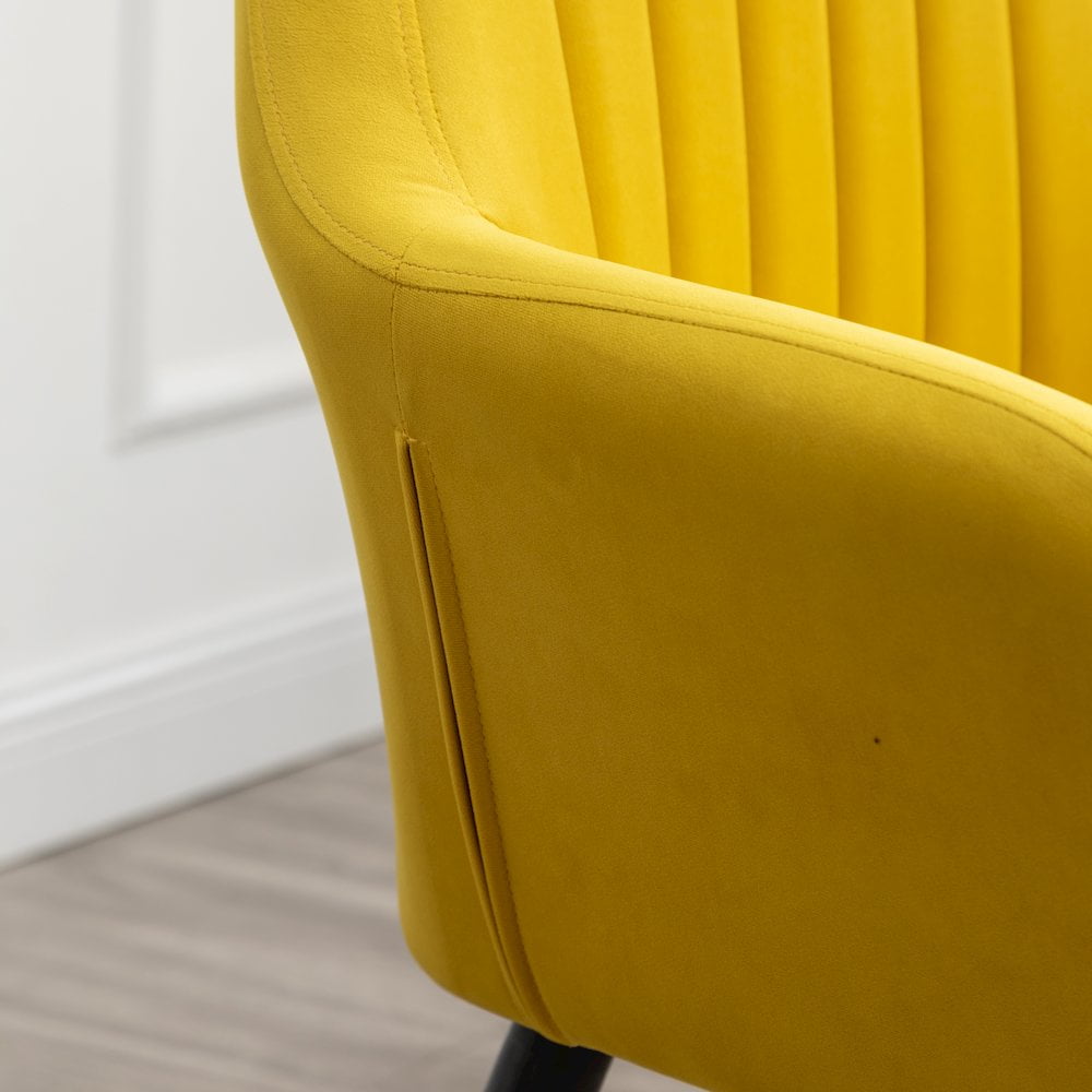 Tuchico Contemporary Velvet Upholstered Accent Chair in Yellow - Image 3