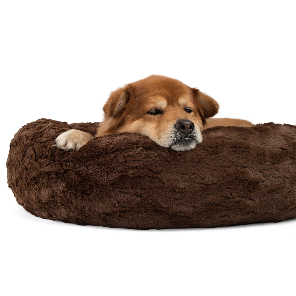 Best Friends by Sheri Donut Cuddler Lux Faux Pet Dog Bed, 30"x30" Dark Chocolate - Image 4