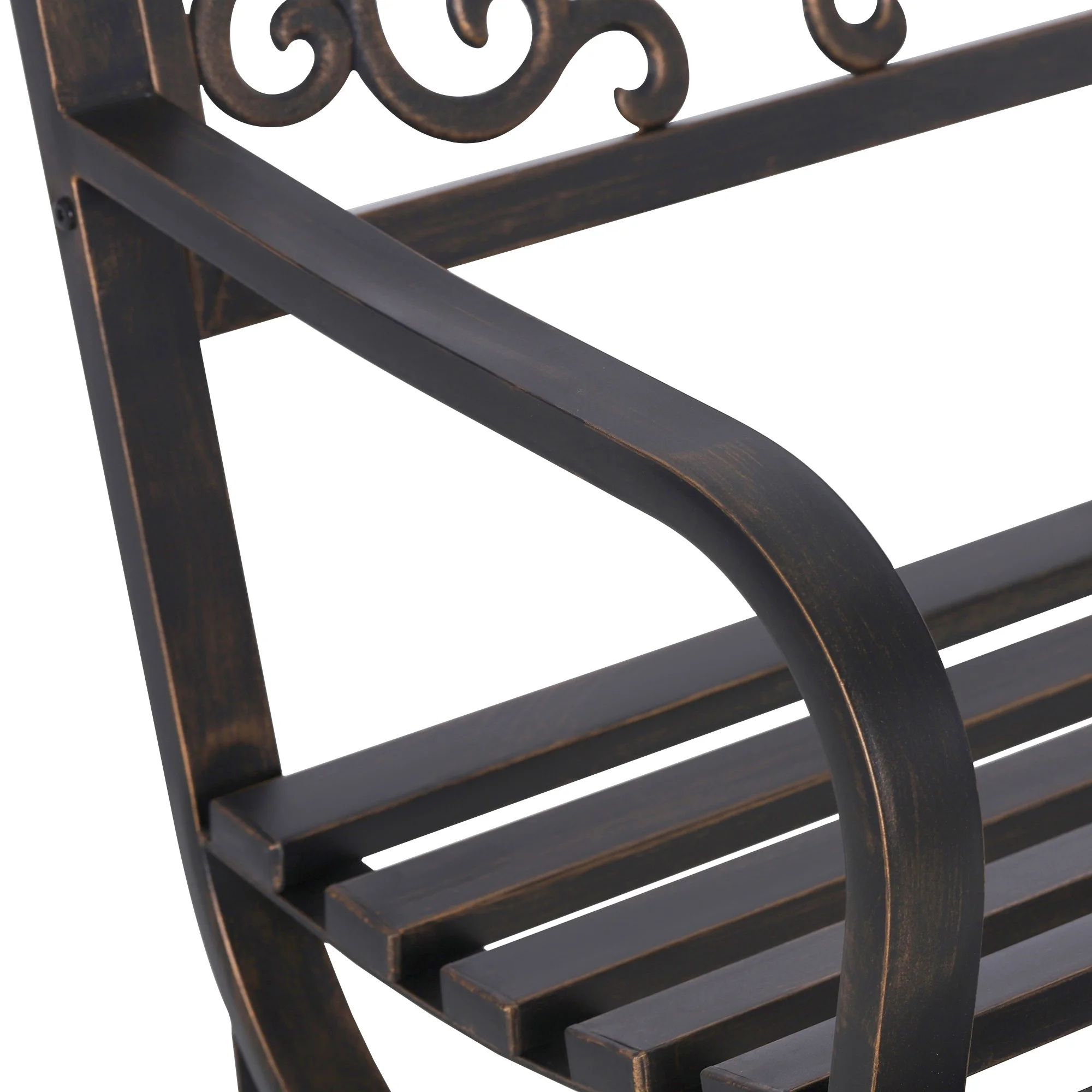 Summit Living 50 Inches Outdoor Garden Bench,Cast Iron Patio Park Bench Metal Frame,Bronze - Image 6