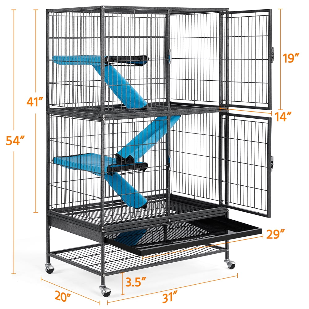 Renwick Two Story Small Animal Cage with 2 Removable Ramps, Black - Image 4
