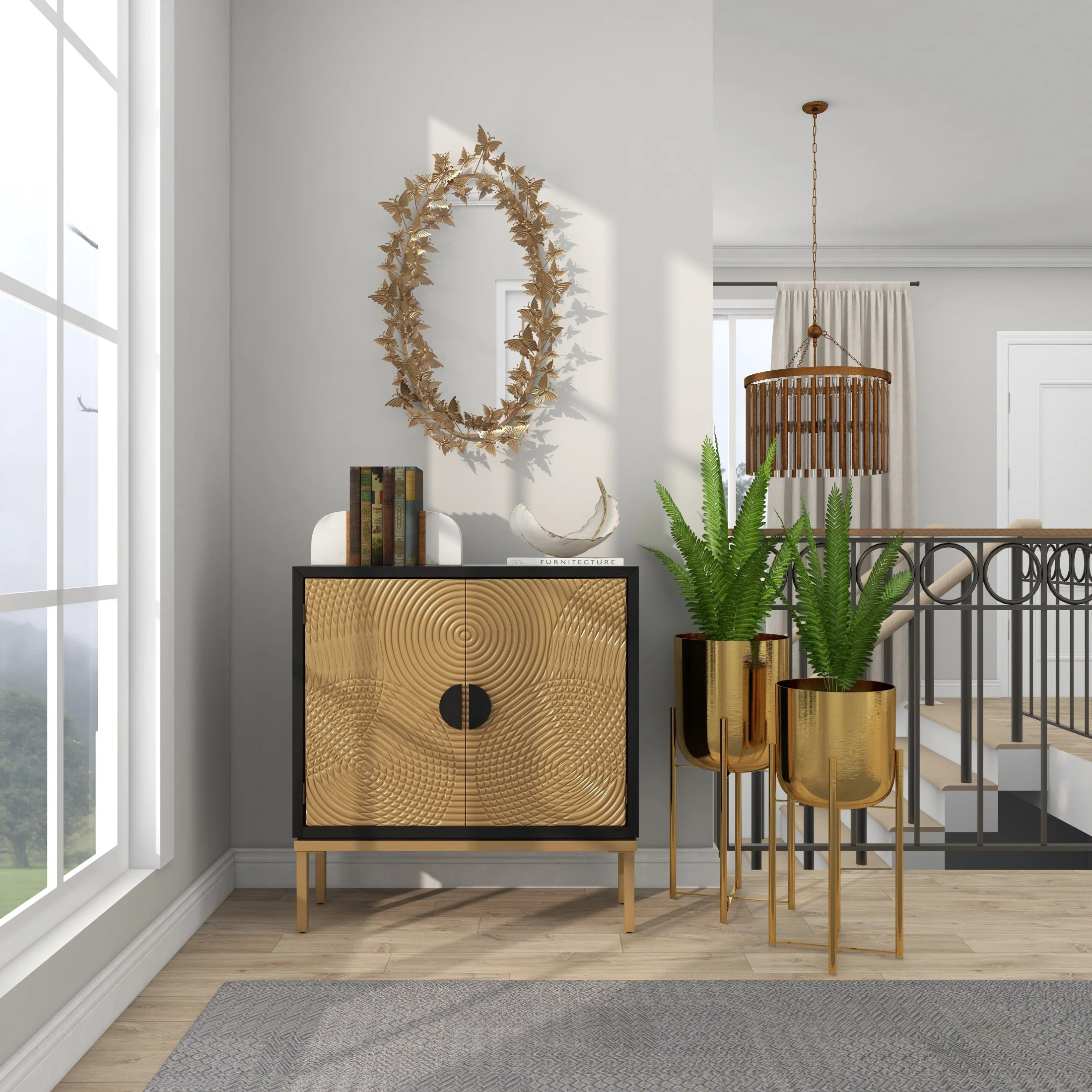 DecMode 19" x 33" Gold Oval 3D Butterfly Wall Mirror - Image 8