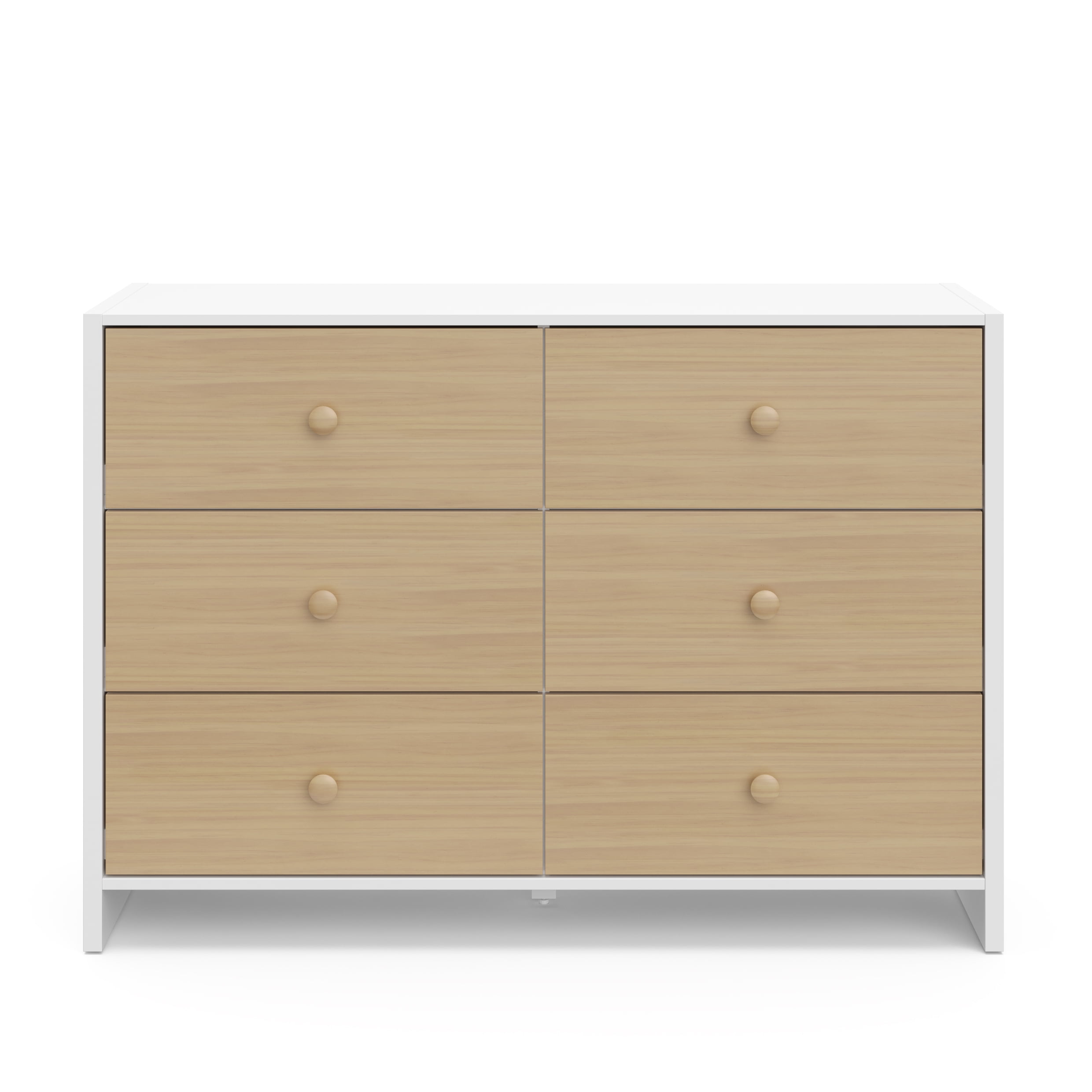 Storkcraft Calabasas 6 Drawer Nursery Double Dresser, White with Driftwood - Image 6