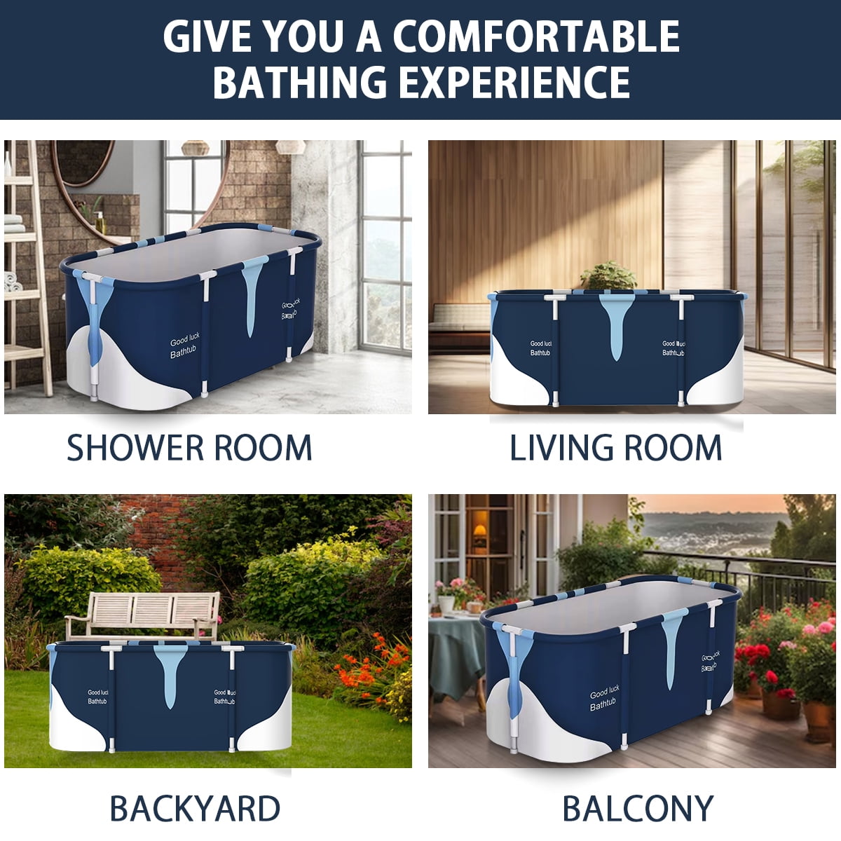 55" Foldable Bathtub for Adult and Kids, Portable Family Sauna SPA Soaking Bath Tub - Image 5