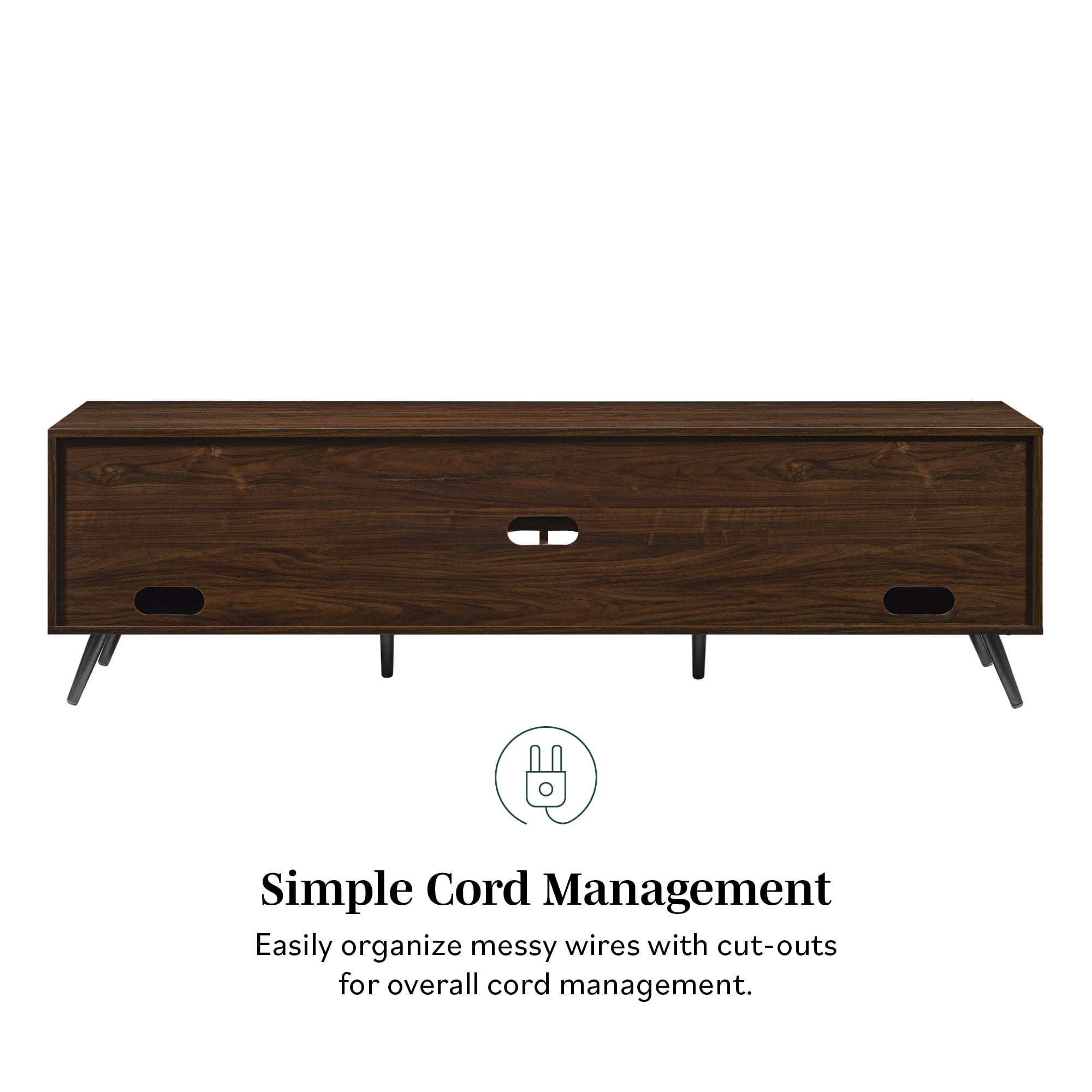 Walker Edison Mid-Century Modern Angle-Door TV Stand for TVs up to 80", Black - Image 10