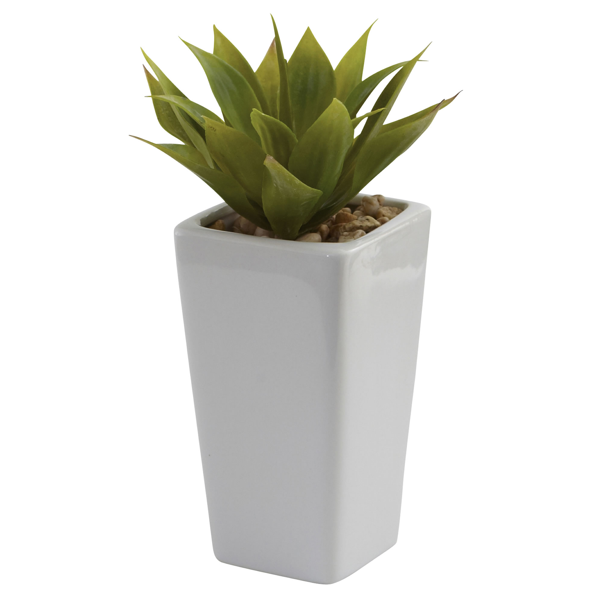 Nearly Natural Plastic 9" Green Mini Agave Artificial Plant with Planter (Set of 3) - Image 9