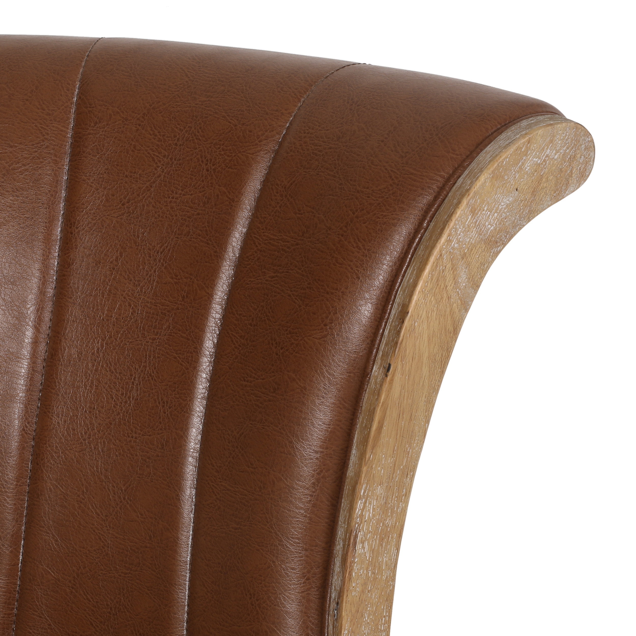 Ember Interiors Ashlyn Upholstered Roll Back Swivel Office Chair, Cognac Brown and Natural - Image 8