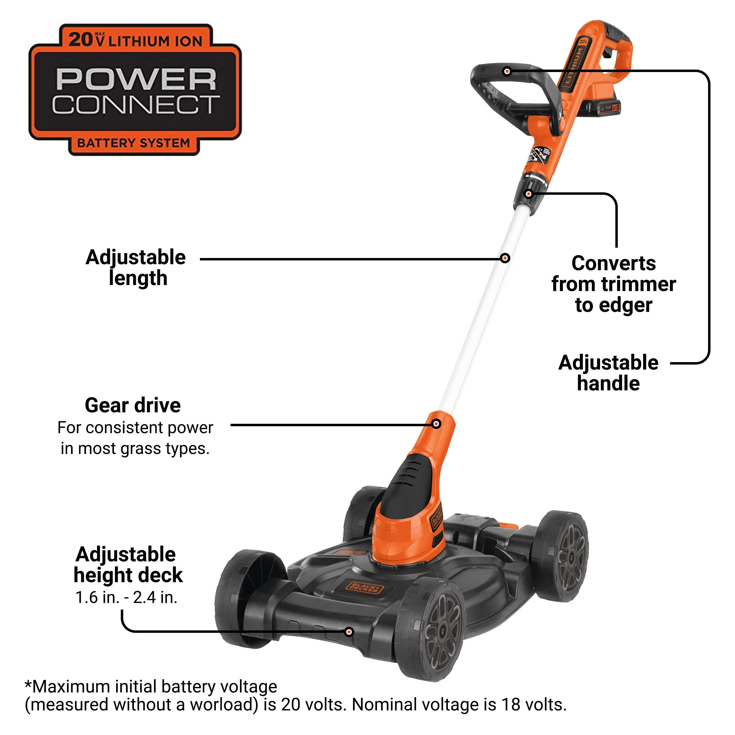 BLACK+DECKER 20V MAX* Lithium 12 inch 3-in-1 Compact Mower, MTC220 - Image 7