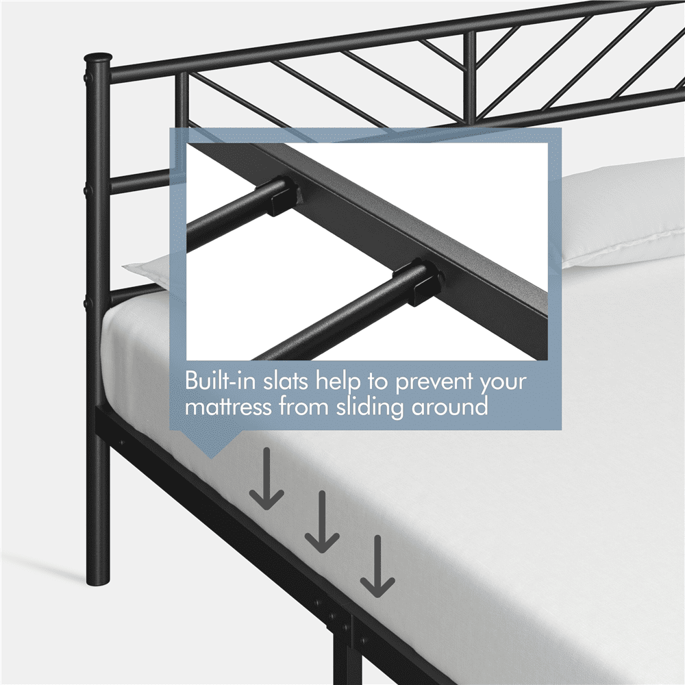 Renwick Justice Queen Size Metal Platform Bed with Arrow Design, Adult, Black - Image 5