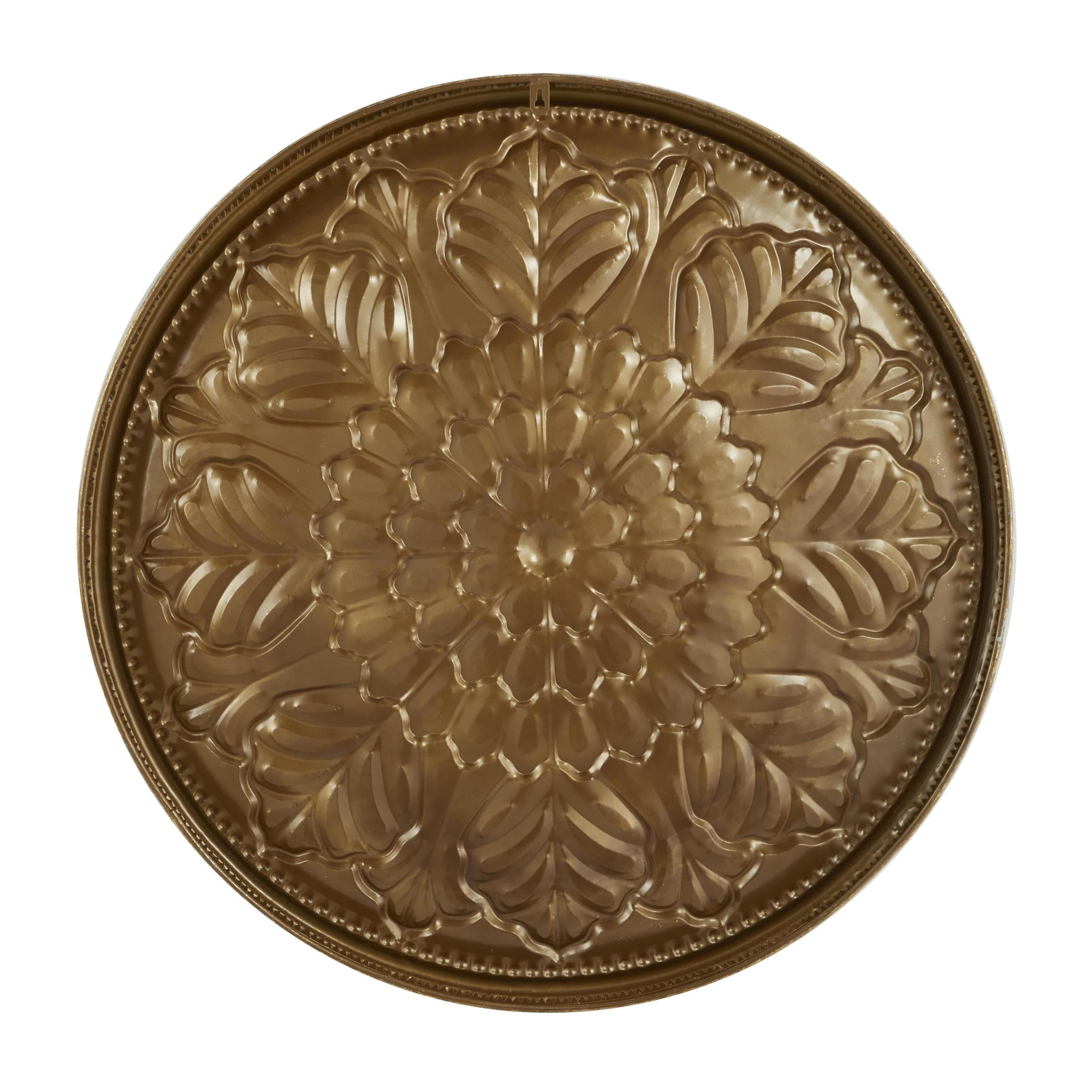 DecMode Gold Metal Plate Wall Decor with Embossed Details - Image 2