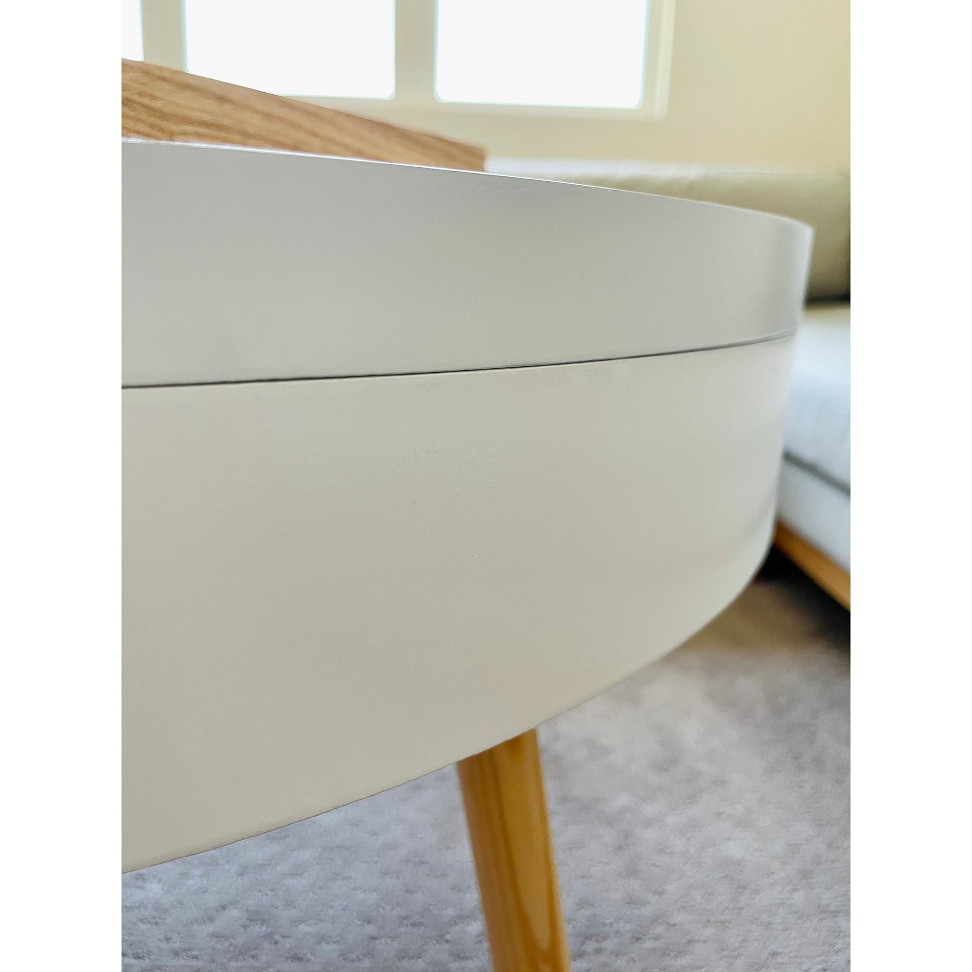 Bed Bath & Beyond Zoe Mid Century Round MDF/Solid Wood Coffee Table with Storage 23.62" or 29.53" Brown - Image 2