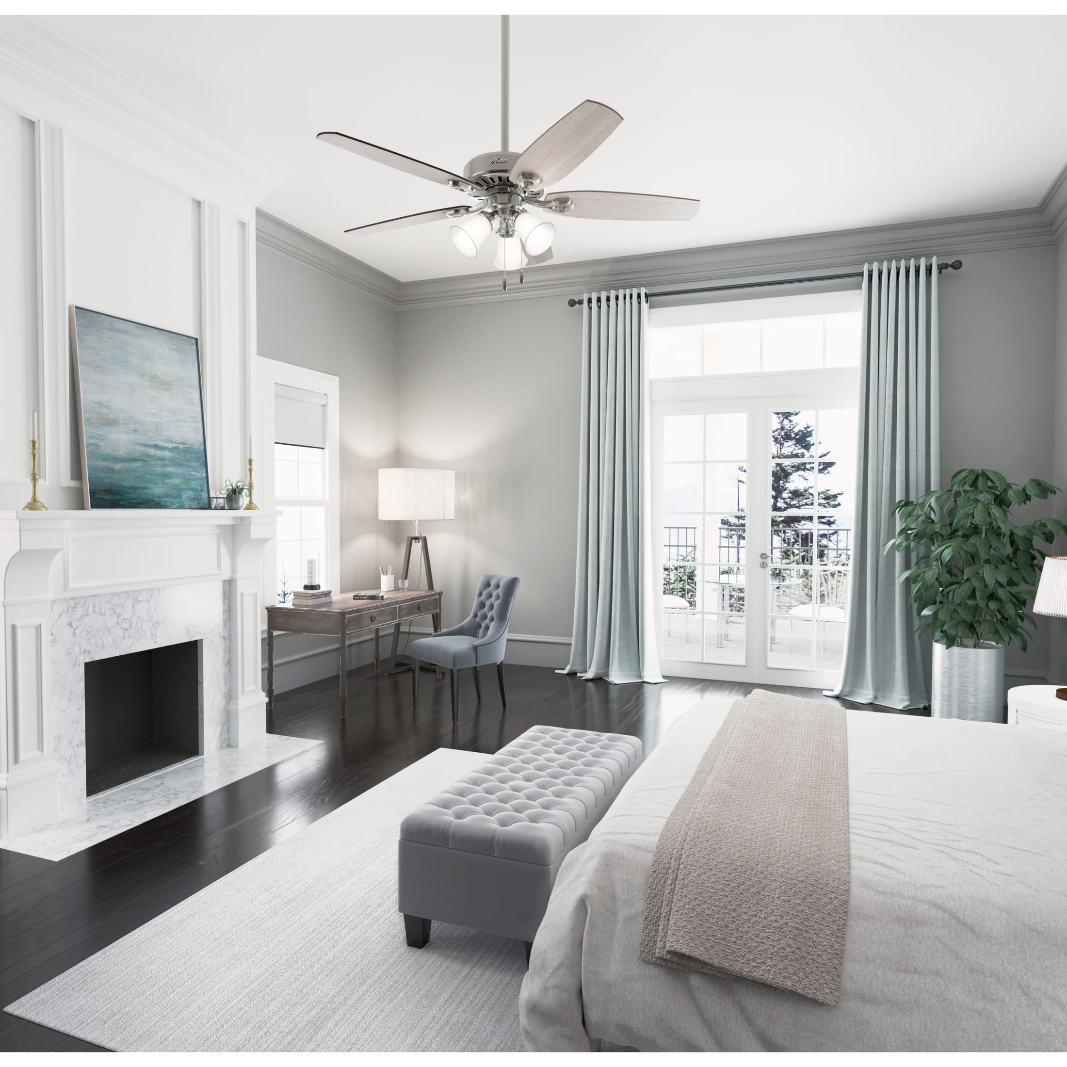 Hunter - Builder Indoor Ceiling Fan With Light, 52-inch, Brushed Nickel, Traditional-style, 3-speed WhisperWind Motor, 51111, for Living Rooms, Bedrooms - Image 15