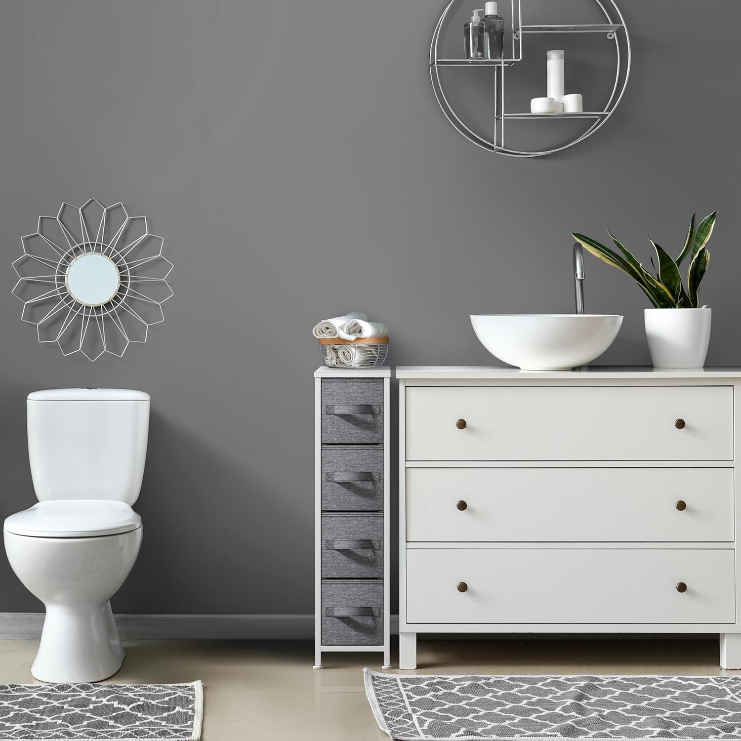 Sorbus Narrow 4-Drawer Dresser: Compact Storage for Children and Adults in Bedrooms, Bathrooms, and Laundry (White) - Image 6