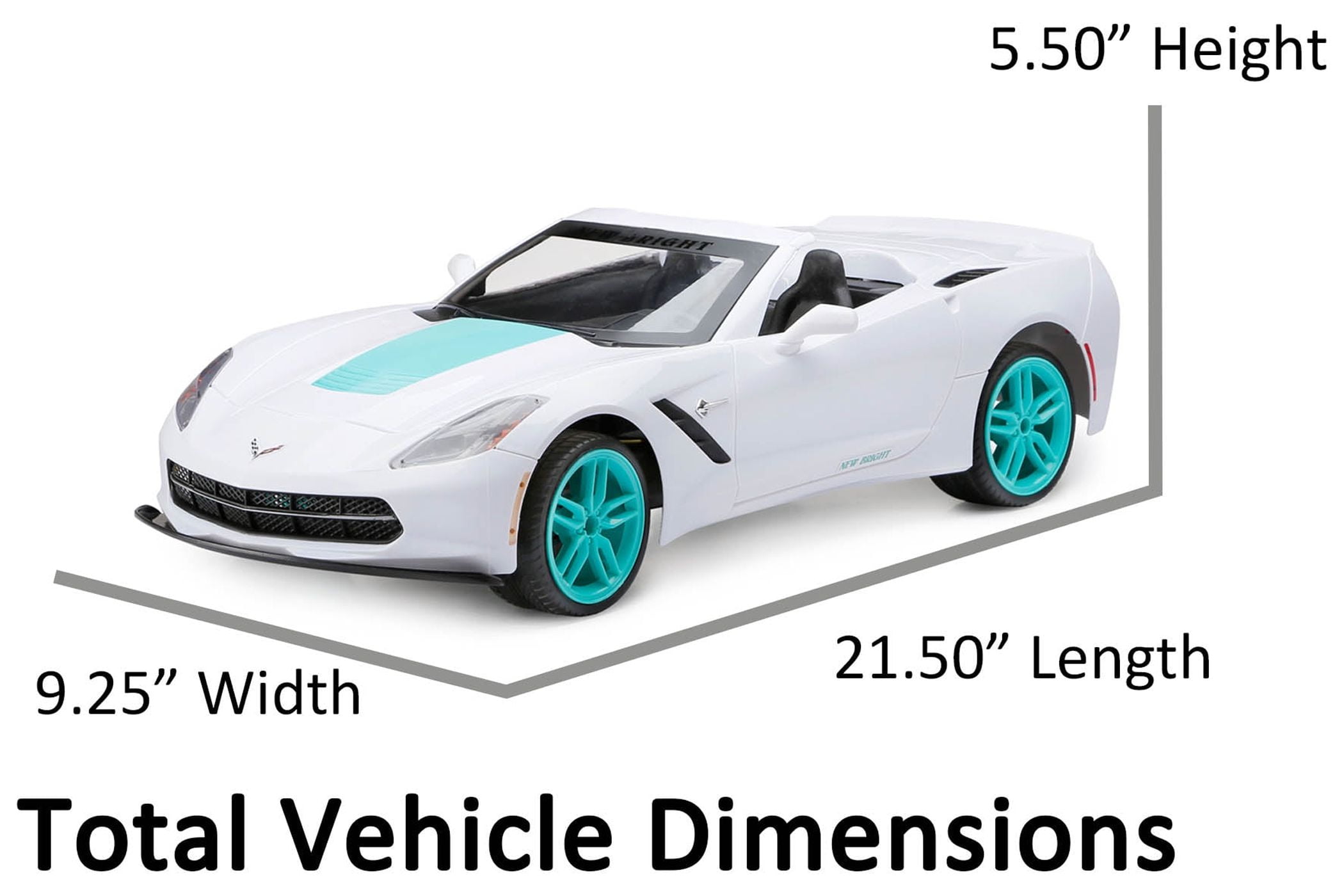 New Bright (1:8) Corvette Battery Radio Control Sports Car, 60816U-H, White - Image 9
