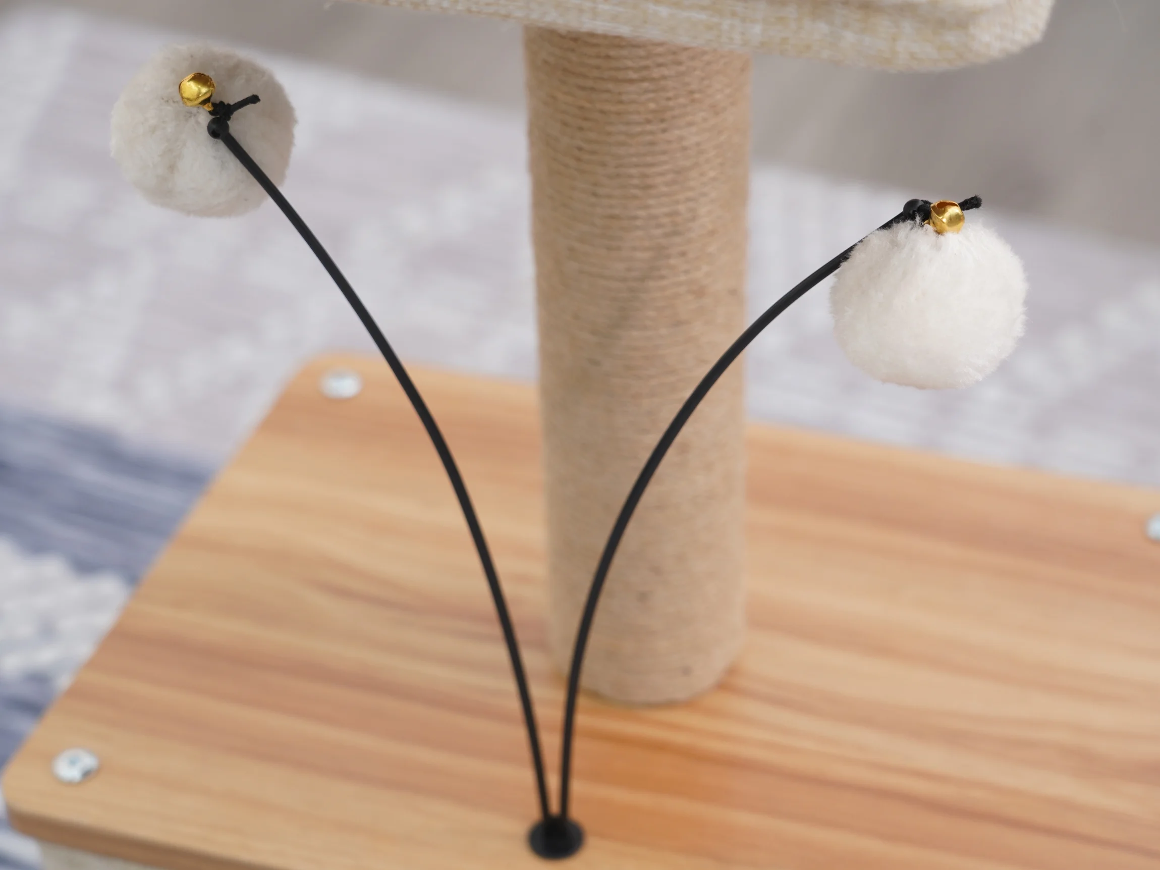 Vibrant Life 3-Level 30" Minimalist Cat Tree with Large Condo and Perch, 3 Toys, Beige - Image 5