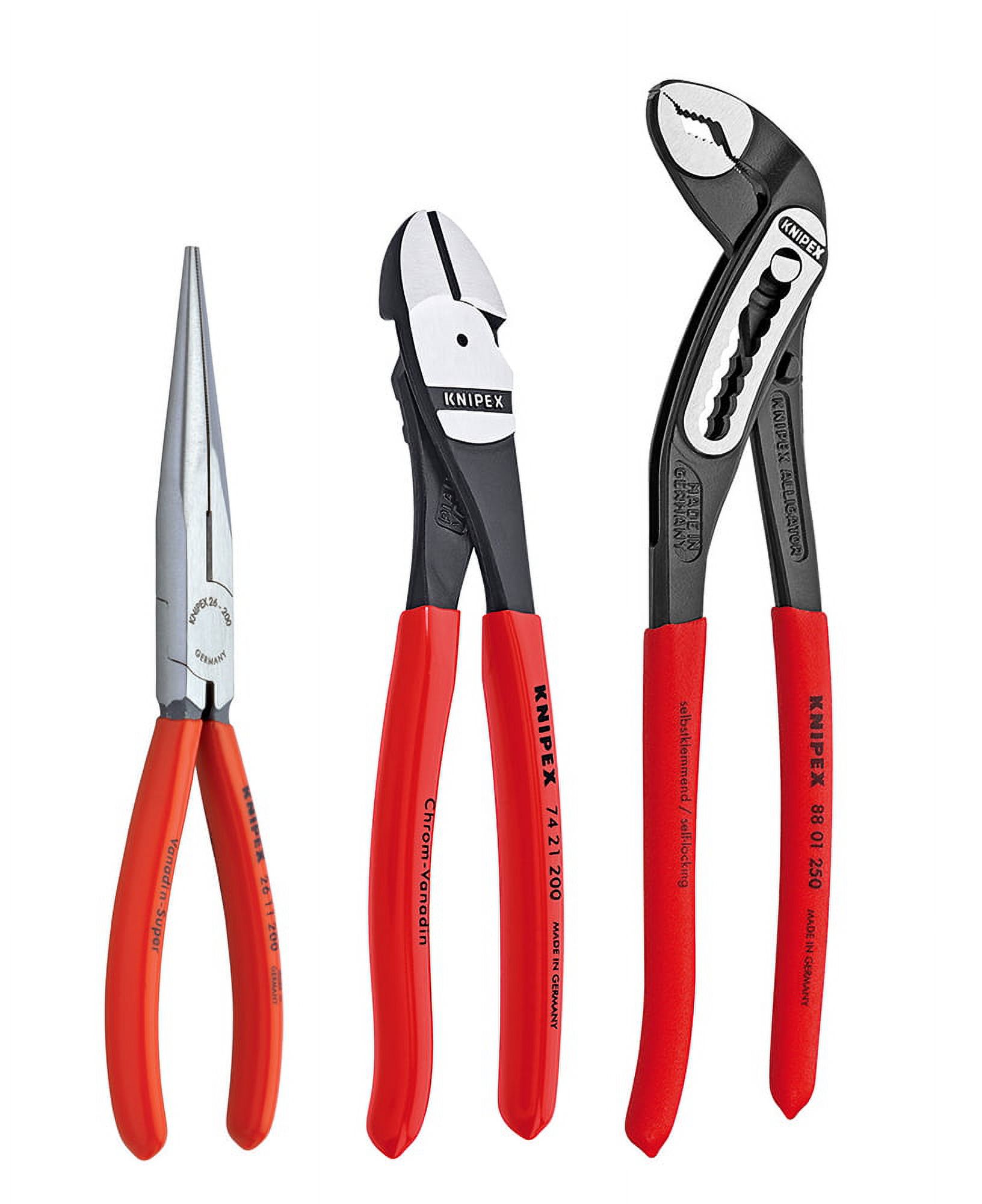 KNIPEX Tools 00 20 08 US1, Long Nose, Diagonal Cutter, and Alligator Pliers Tool Set, 3-Piece - Image 5