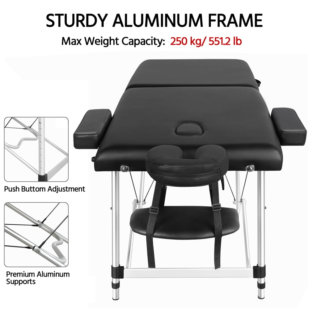 Alden Design 2-Fold Adjustable Aluminum Massage Table 28" Black - Image 3