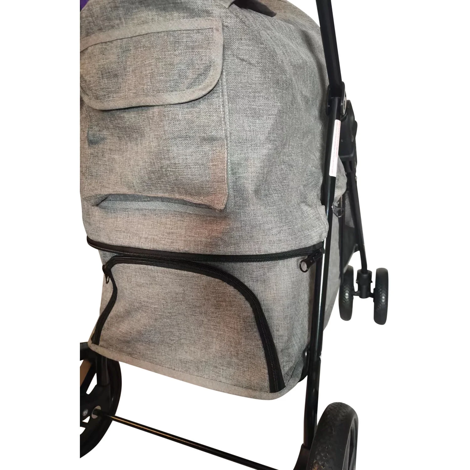 Critter Sitters Grey Foldable Pet Stroller for Small Dogs/Cats with Breathable Scratch Resistant Mesh Window - Image 4