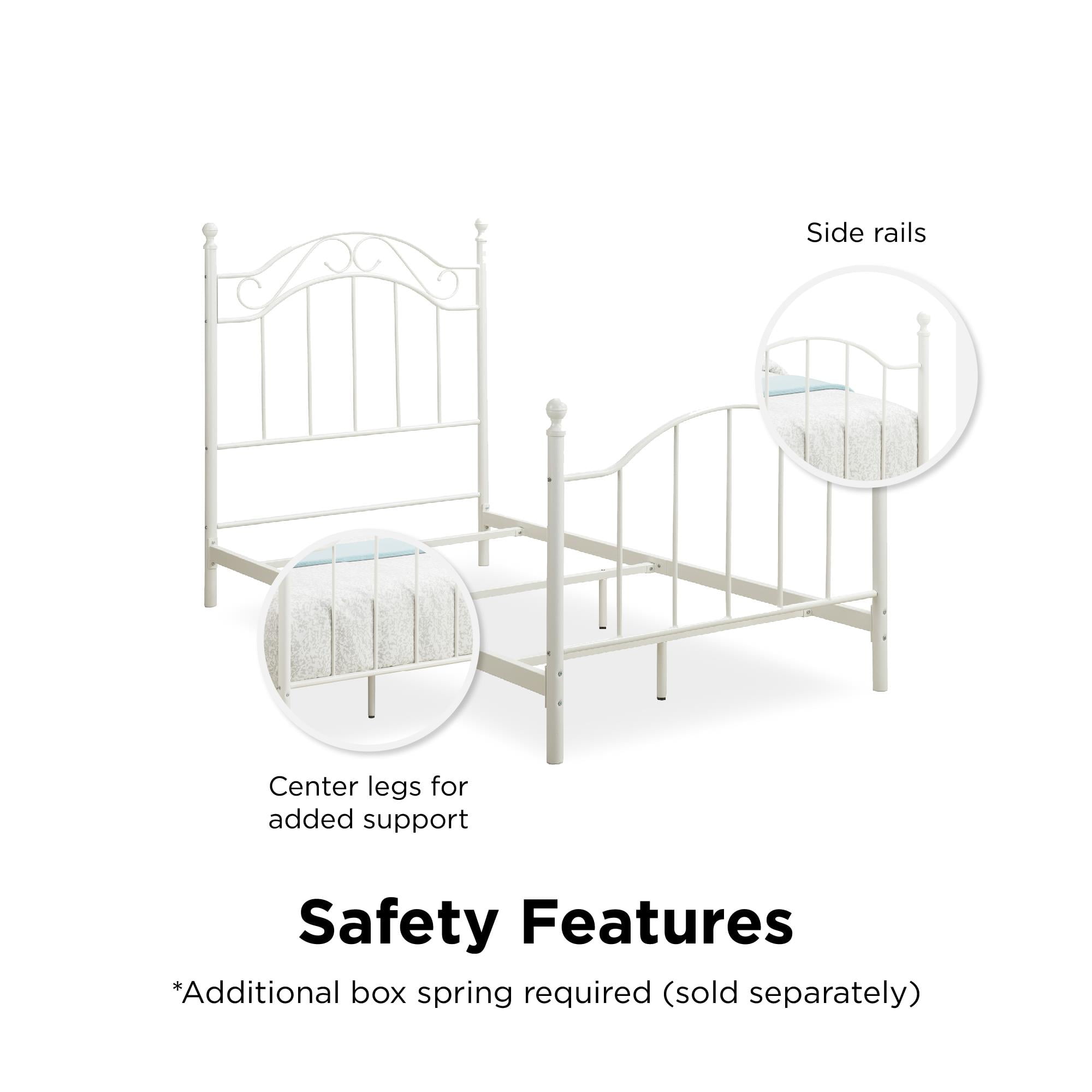 DHP Traditional Metal Bed Frame with Headboard and Footboard, Twin, White - Image 3