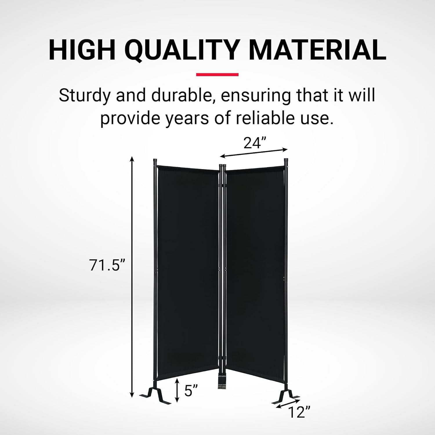 Proman Products FS17184 Galaxy II Indoor/Outdoor Room Divider (2-Panels, 24" w / panel), Water Repellent Fabric, Metal Frame, 50.25" W x 12" D x 71" H, Gray - Image 2