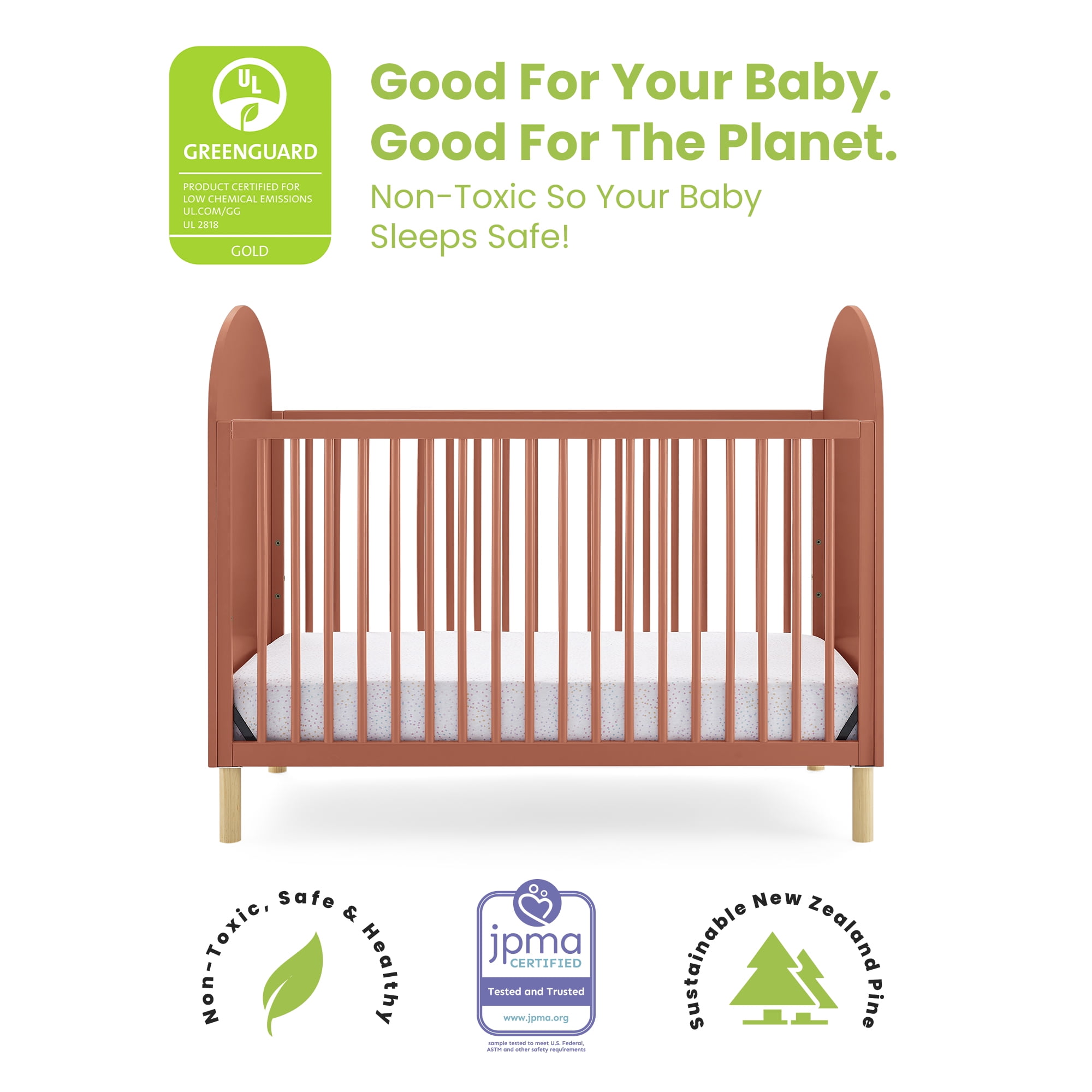 Delta Children Reese 4-in-1 Convertible Crib - Greenguard Gold Certified, Sedona/Natural - Image 7
