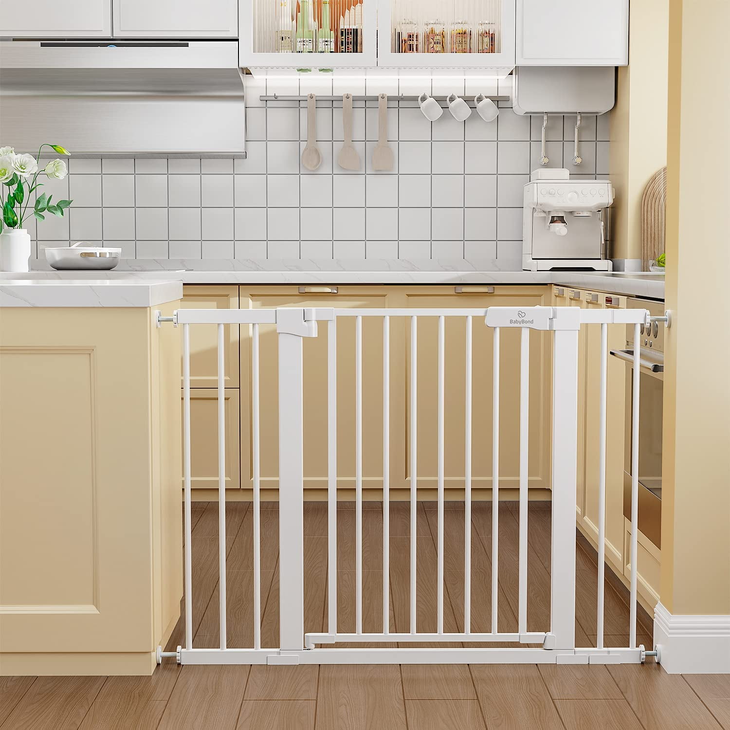 27-43" Extra Wide Safety Baby Gate for Stairs Doorways, Pet gates for doorways,White - Image 6