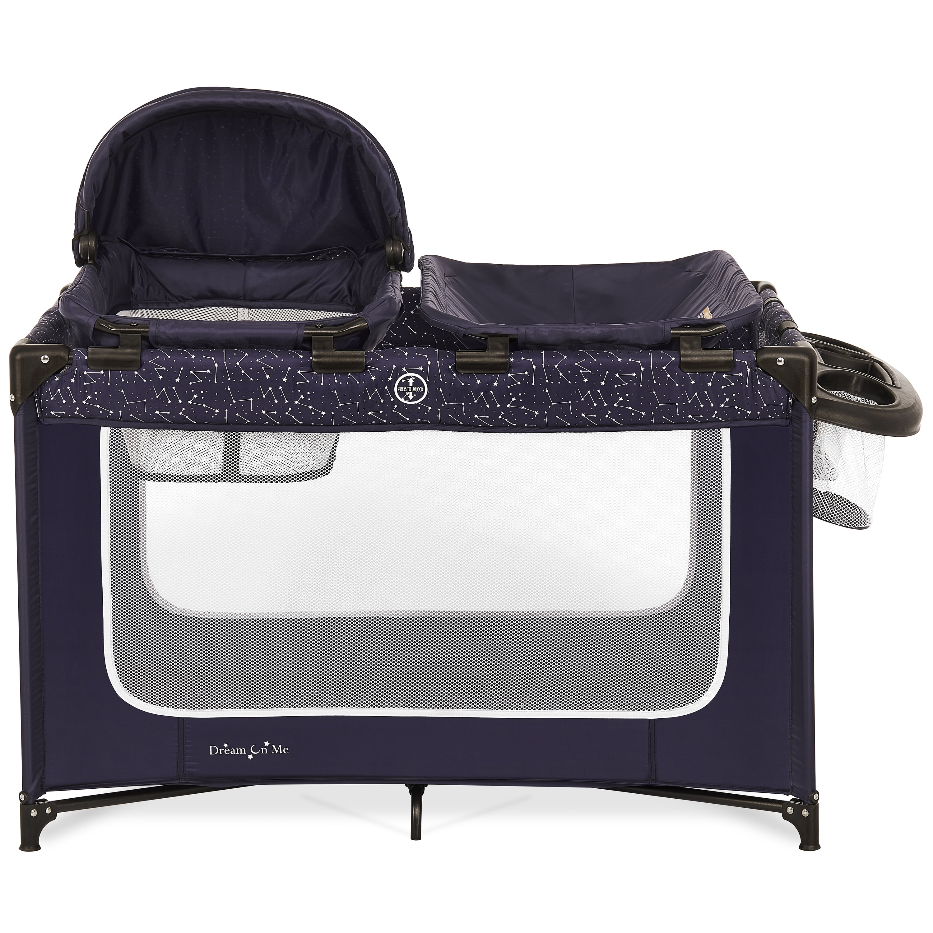 Dream On Me Emily Rose Deluxe Playard with Changing Tray and Infant Bassinet | with Canopy | Waterproof Fabric | with Changing Station | JPMA Certified | Lightweight In In Galaxy Blue - Image 23