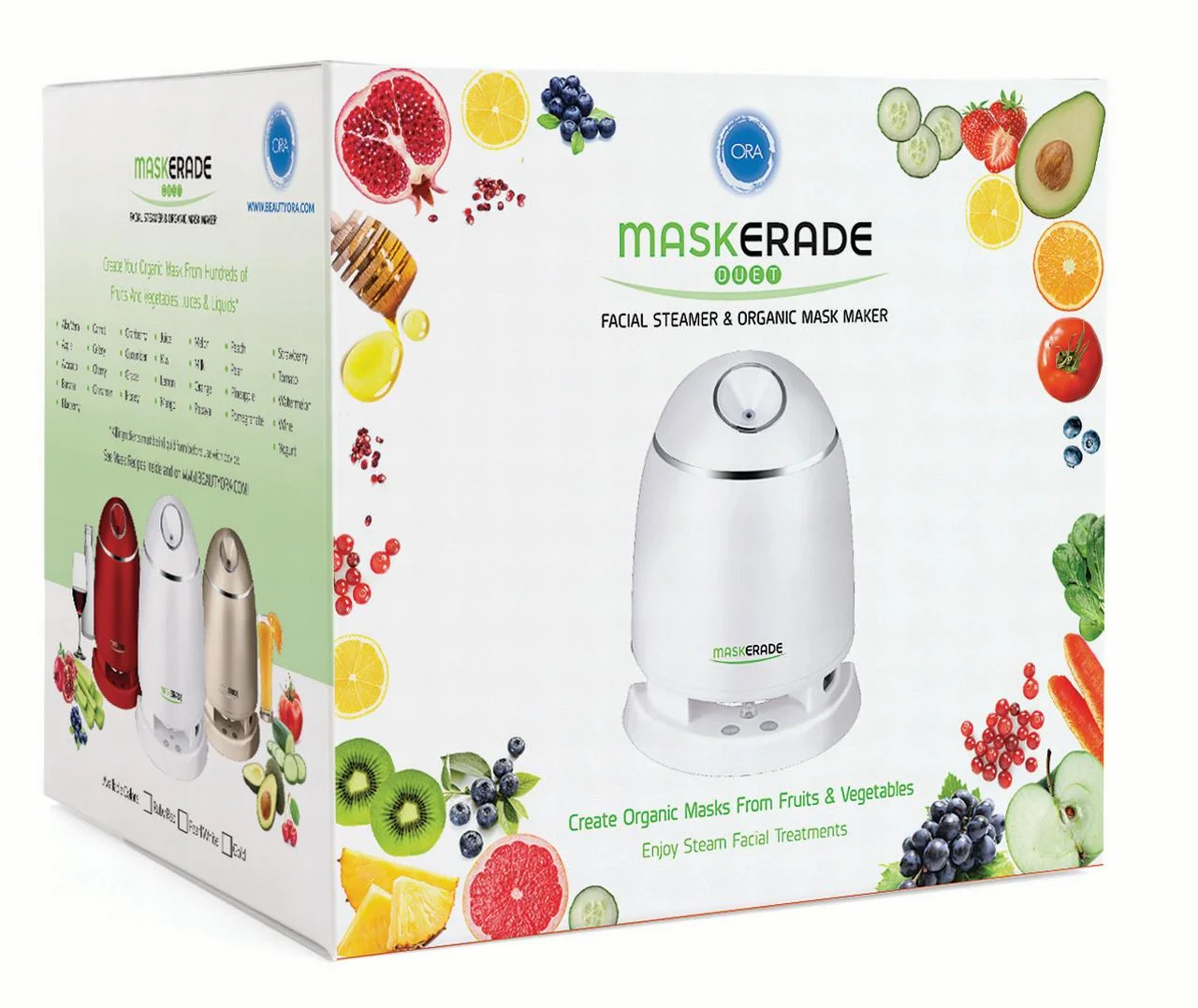 ORA Face Maskerade DUET Facial Steamer & Organic Face Mask Maker, White - Image 2