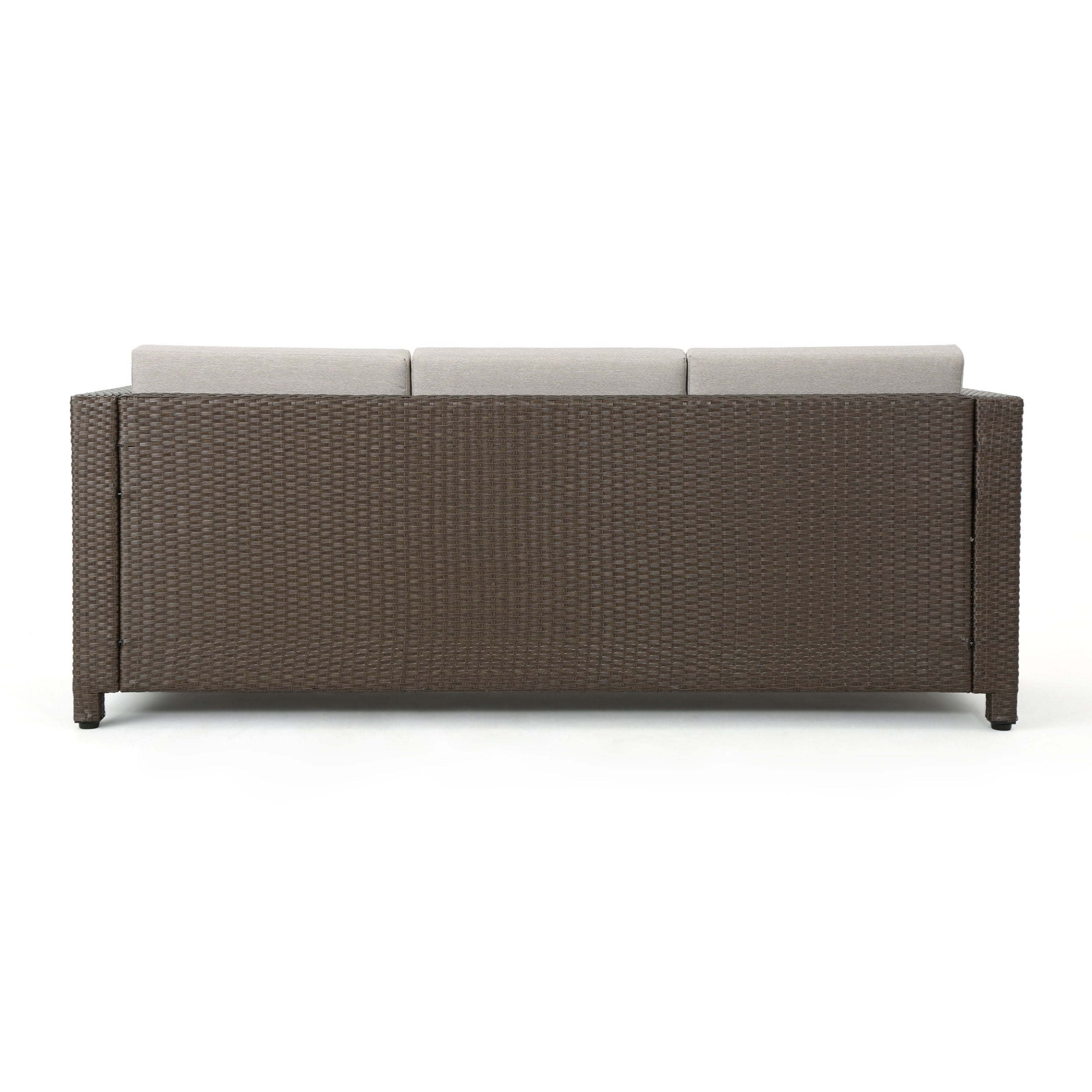Palmetto Outdoor Wicker 3 Seater Sofa with Cushions,Grey,Brown - Image 12
