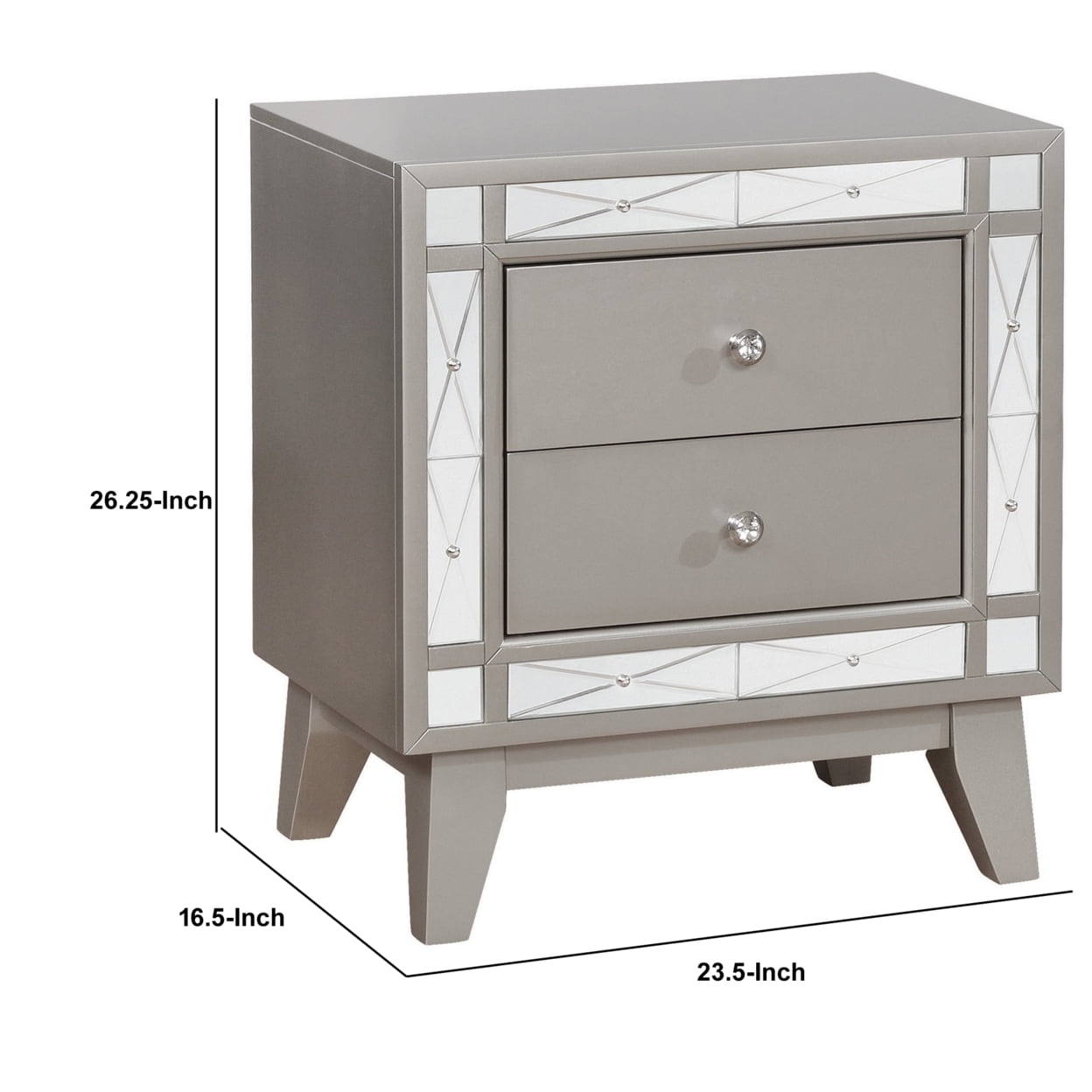 Leighton 2-drawer Nightstand Metallic Mercury - Image 3