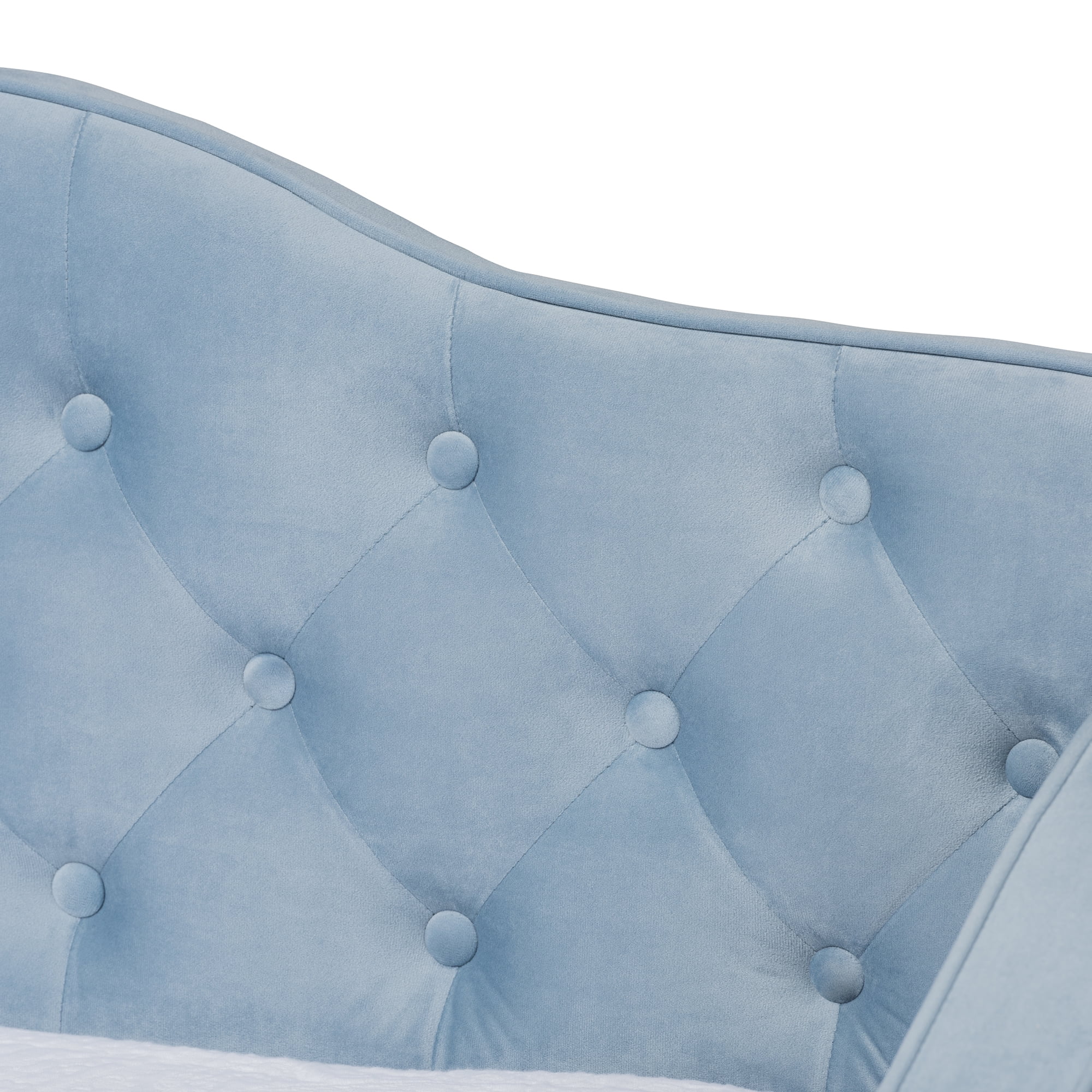 Baxton Studio Freda Transitional and Contemporary Light Blue Velvet Upholstered and Button Tufted Twin Size Daybed with Trundle - Image 8