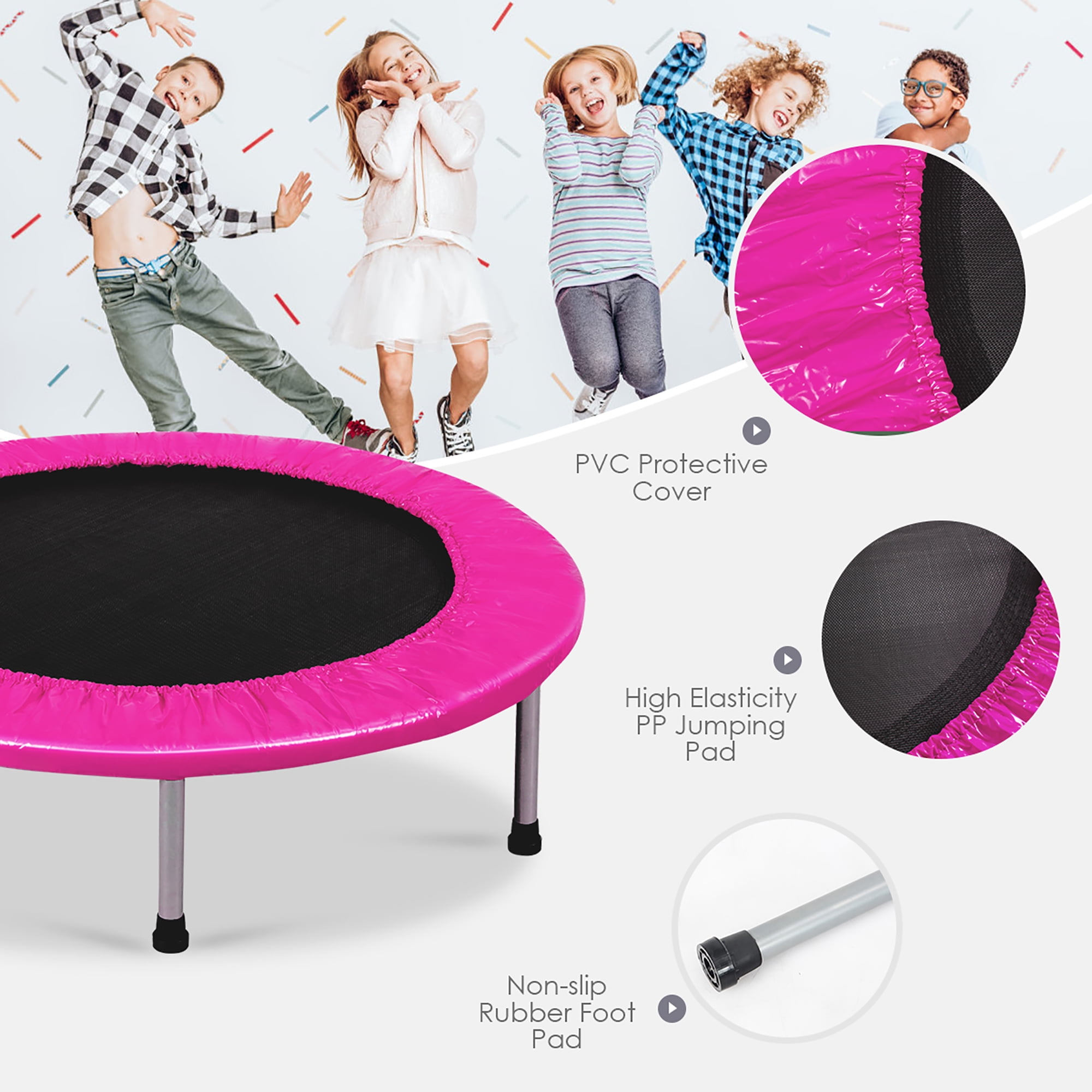 Costway 38'' Rebounder Trampoline Adults and Kids Exercise Workout w/Padding & Springs - Image 10