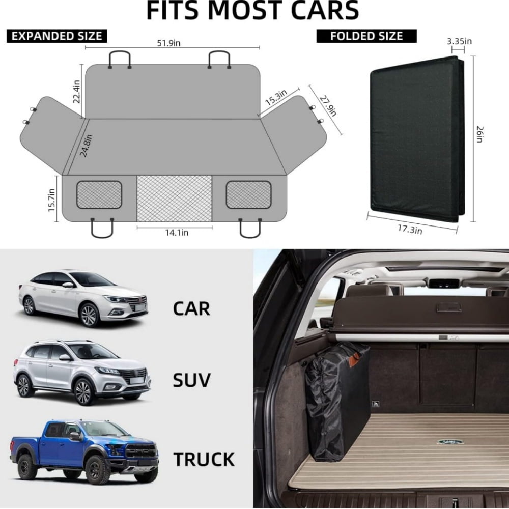 Reyox Dog Car Seat Cover with Hard Bottom, 600D Scratch Proof Nonslip Waterproof Back Seat Extender Holds 400lbs for Car Truck and SUV - Image 5