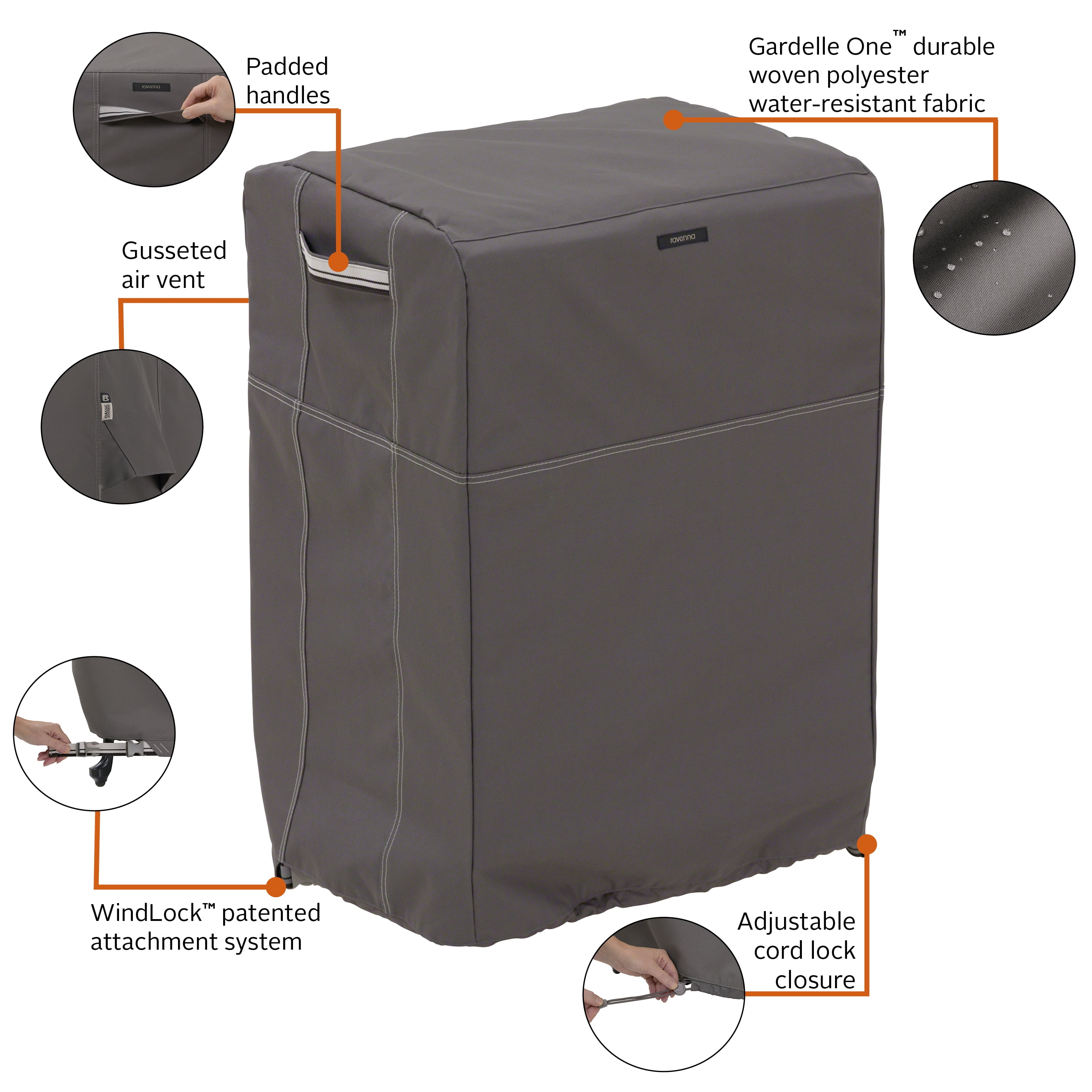 Classic Accessories Ravenna® Square Smoker Cover - Premium Outdoor Cover with Water Resistant Fabric, Large (55-852-045101-EC) - Image 6